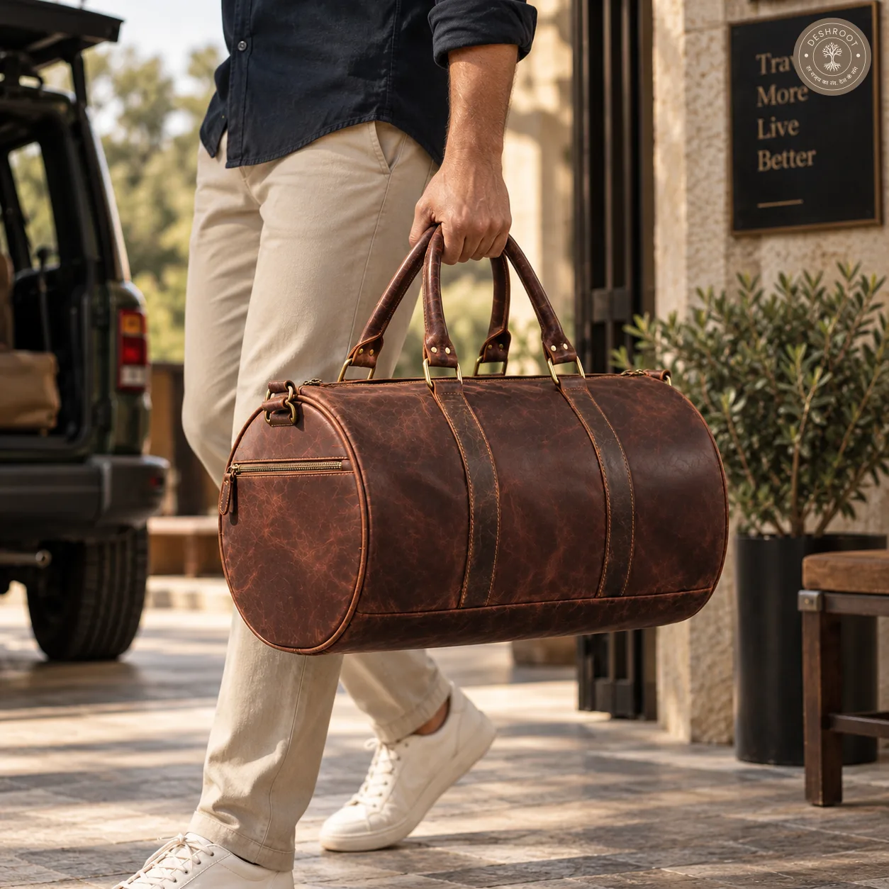 The Ranger Full-Grain Leather Duffle Bag – Cylindrical Travel & Weekender Bag