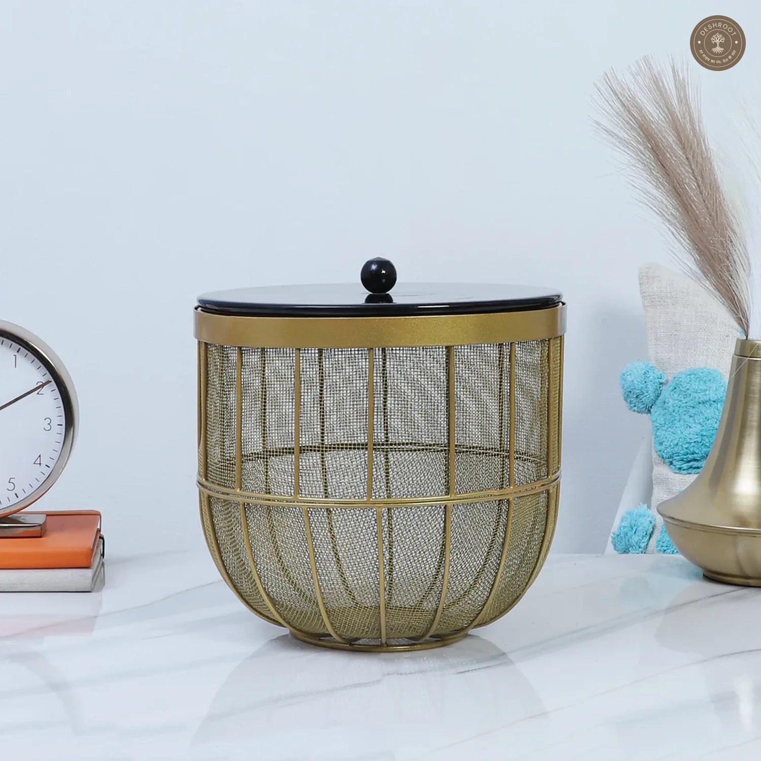 Black & Gold Fruit Cage Basket