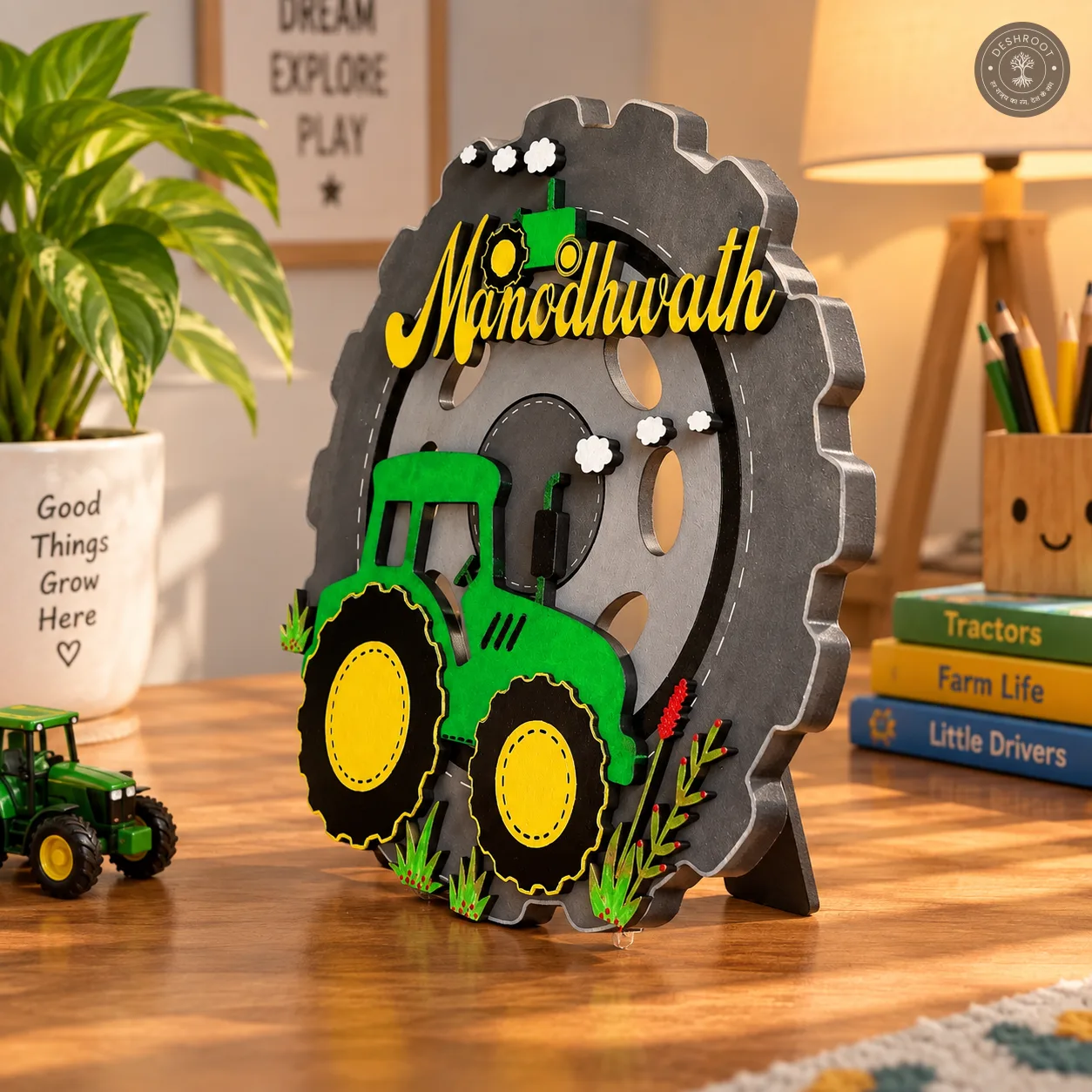 Tractor theme wheel nameboard