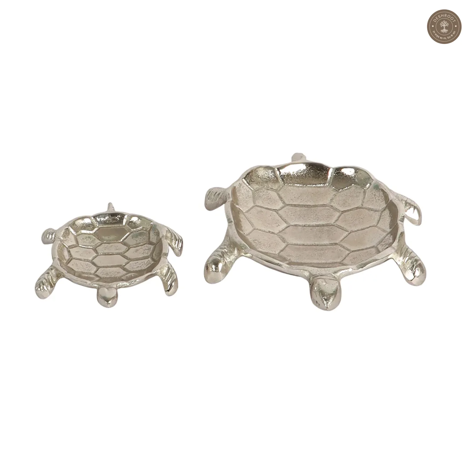 Silver Tortoise Aluminum Trinket Set of 2