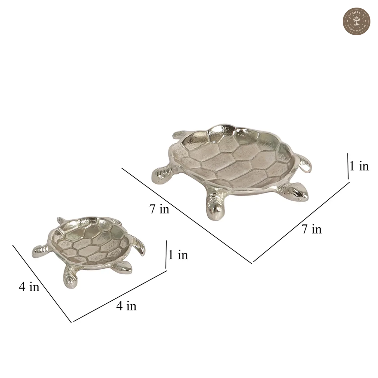 Silver Tortoise Aluminum Trinket Set of 2