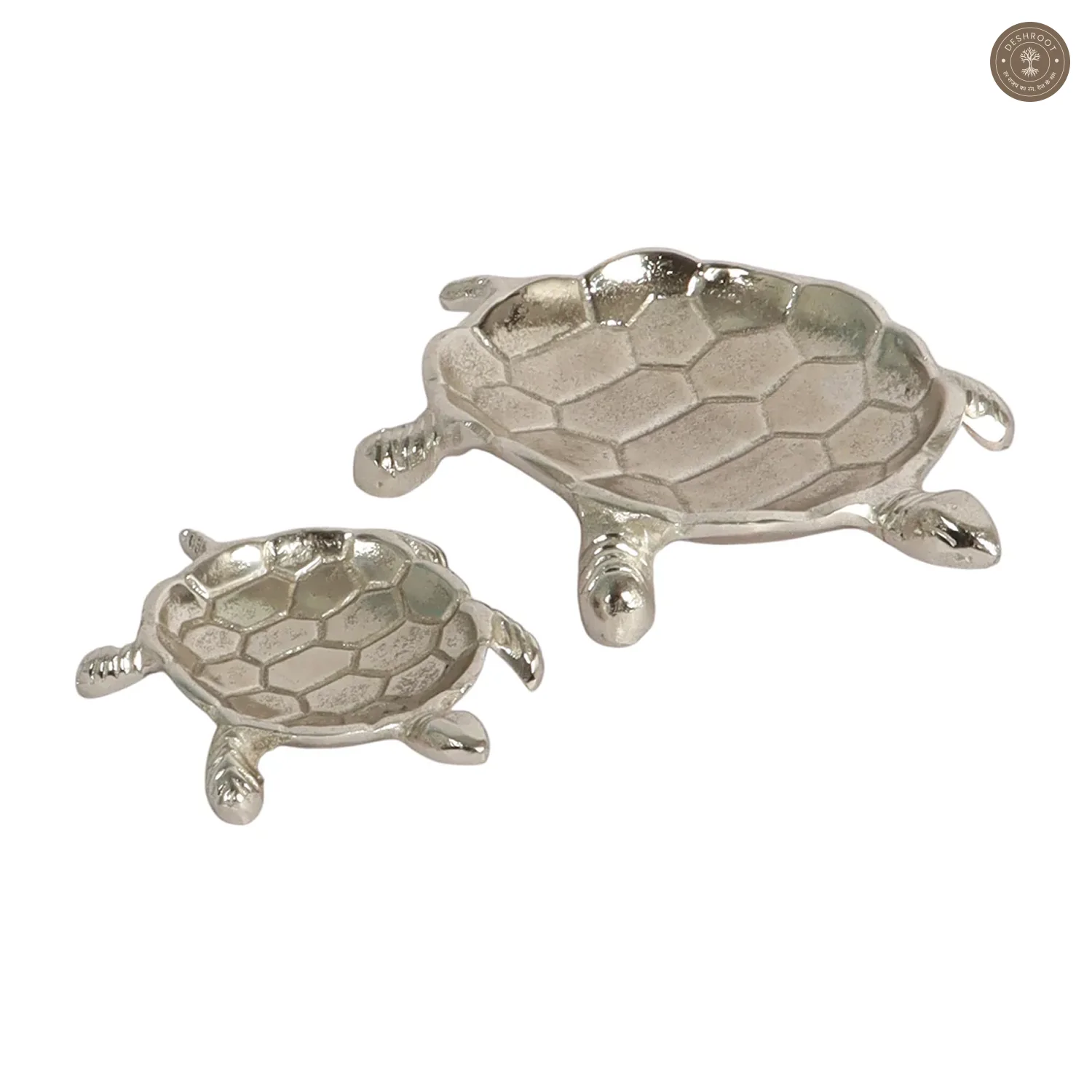 Silver Tortoise Aluminum Trinket Set of 2