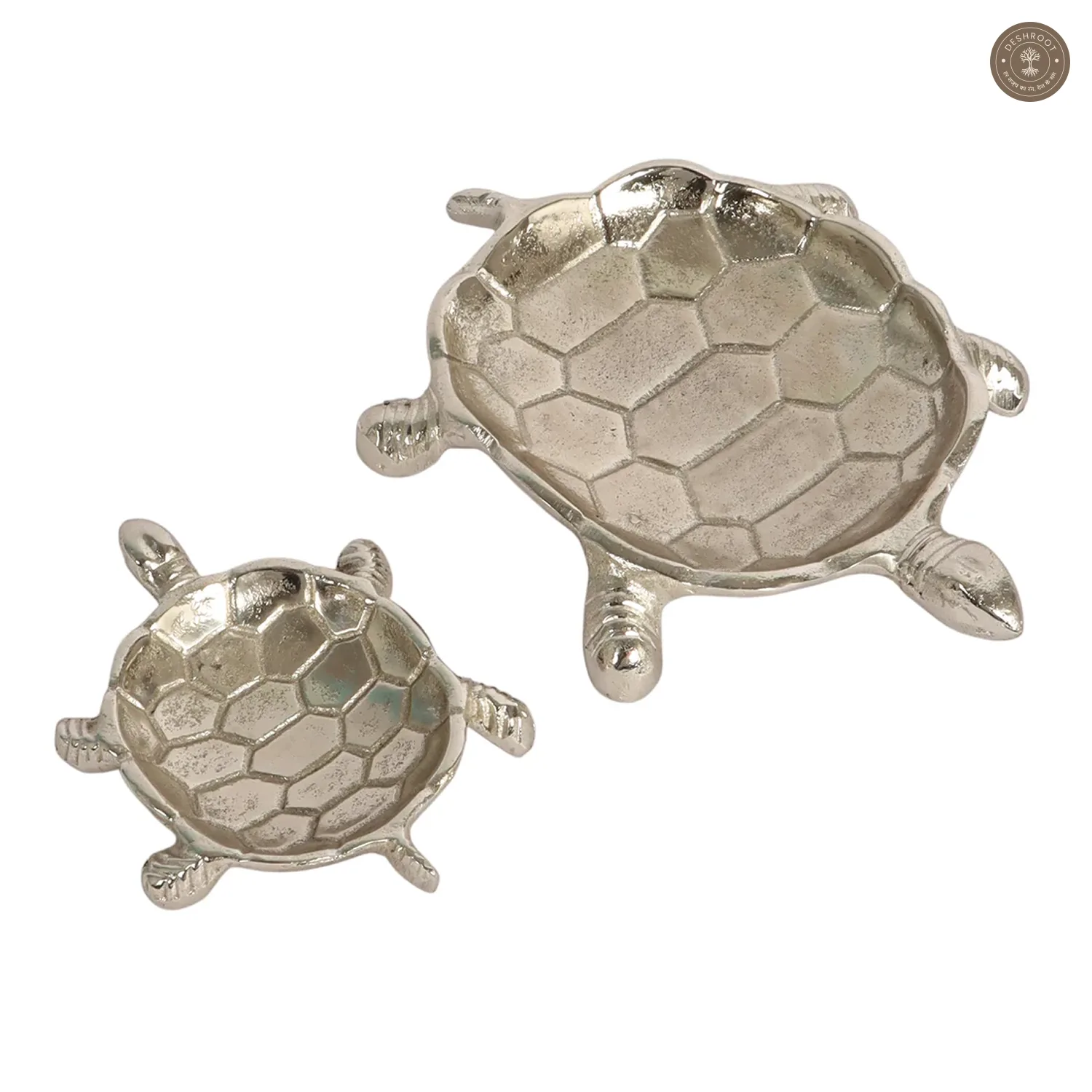 Silver Tortoise Aluminum Trinket Set of 2