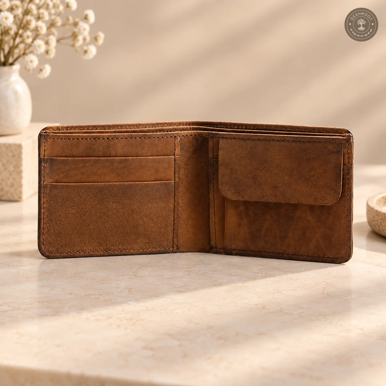 Classic 2.0 Genuine Leather Bifold Wallet – Brown Men’s Wallet with Coin Pocket