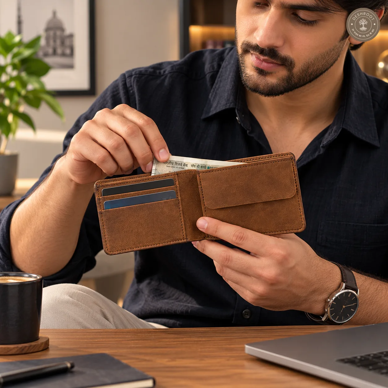 Classic 2.0 Genuine Leather Bifold Wallet – Brown Men’s Wallet with Coin Pocket