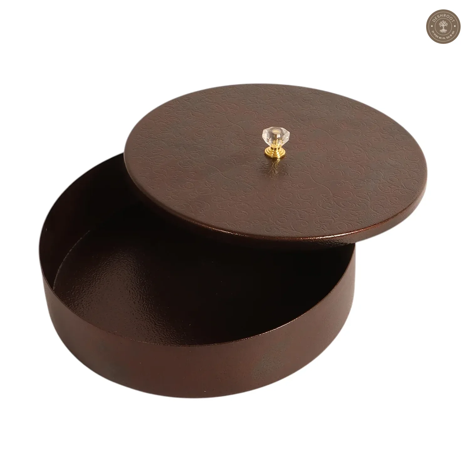Gold Textured Dry Fruit Box With Lid