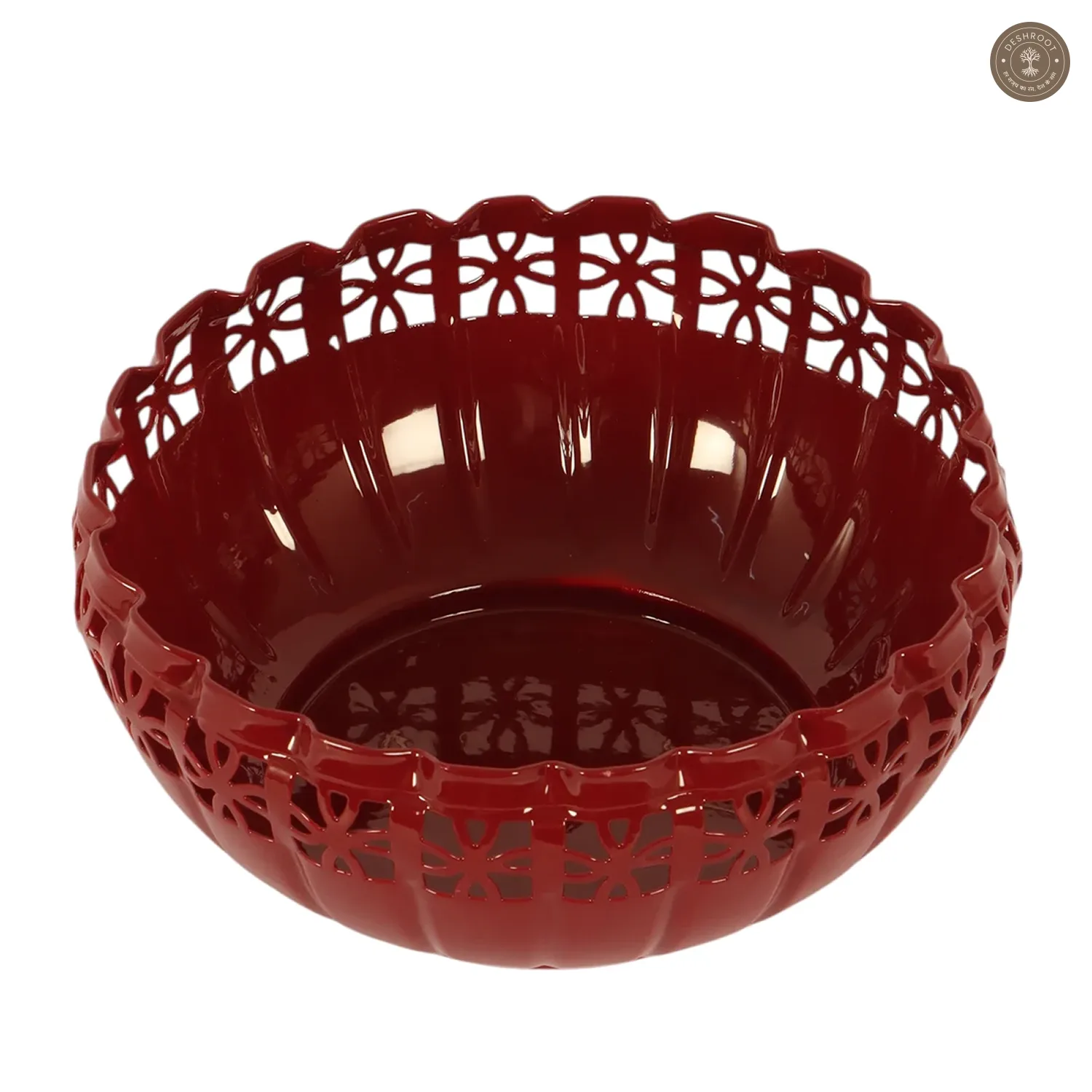 Metal Burgundy Fruit Bowl