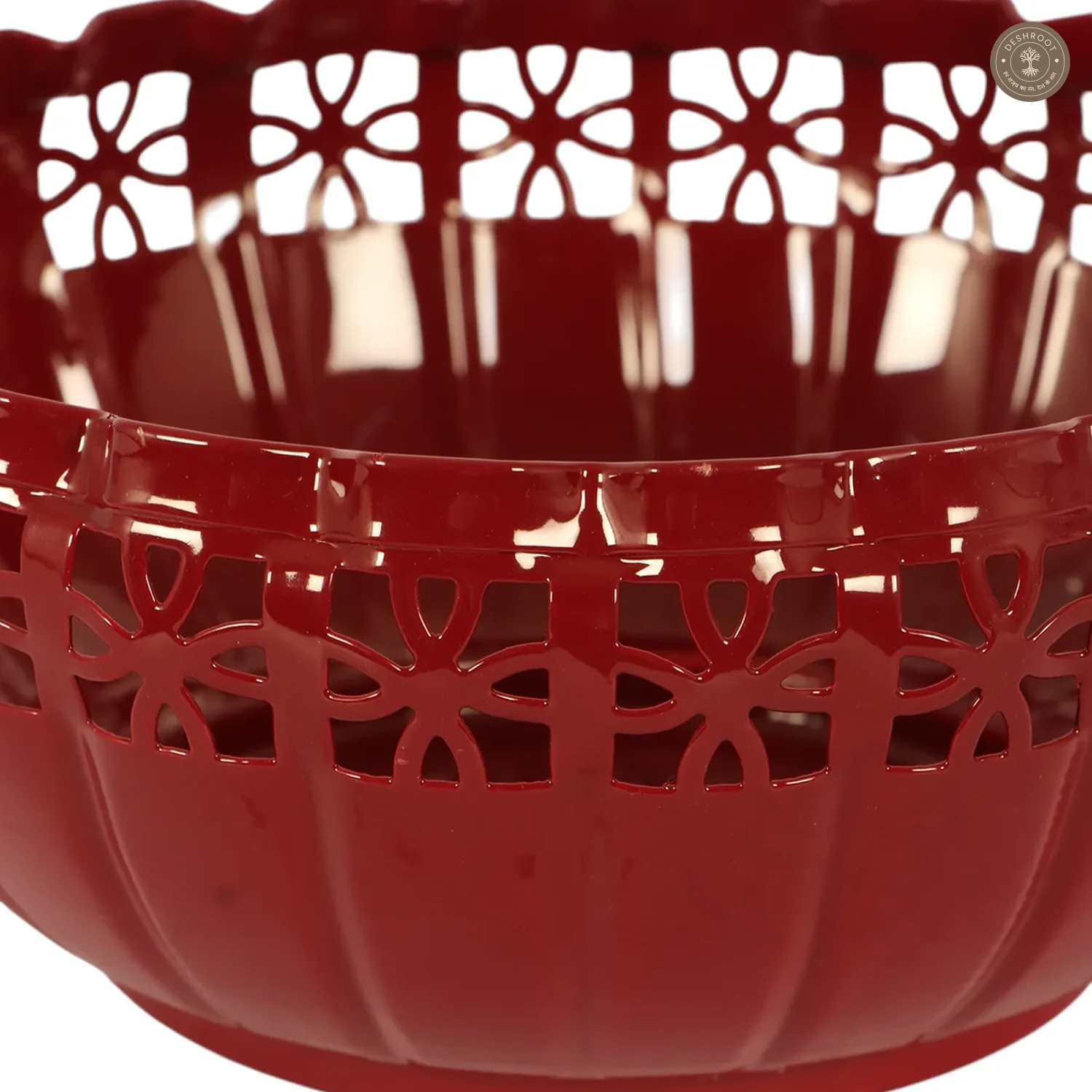 Metal Burgundy Fruit Bowl