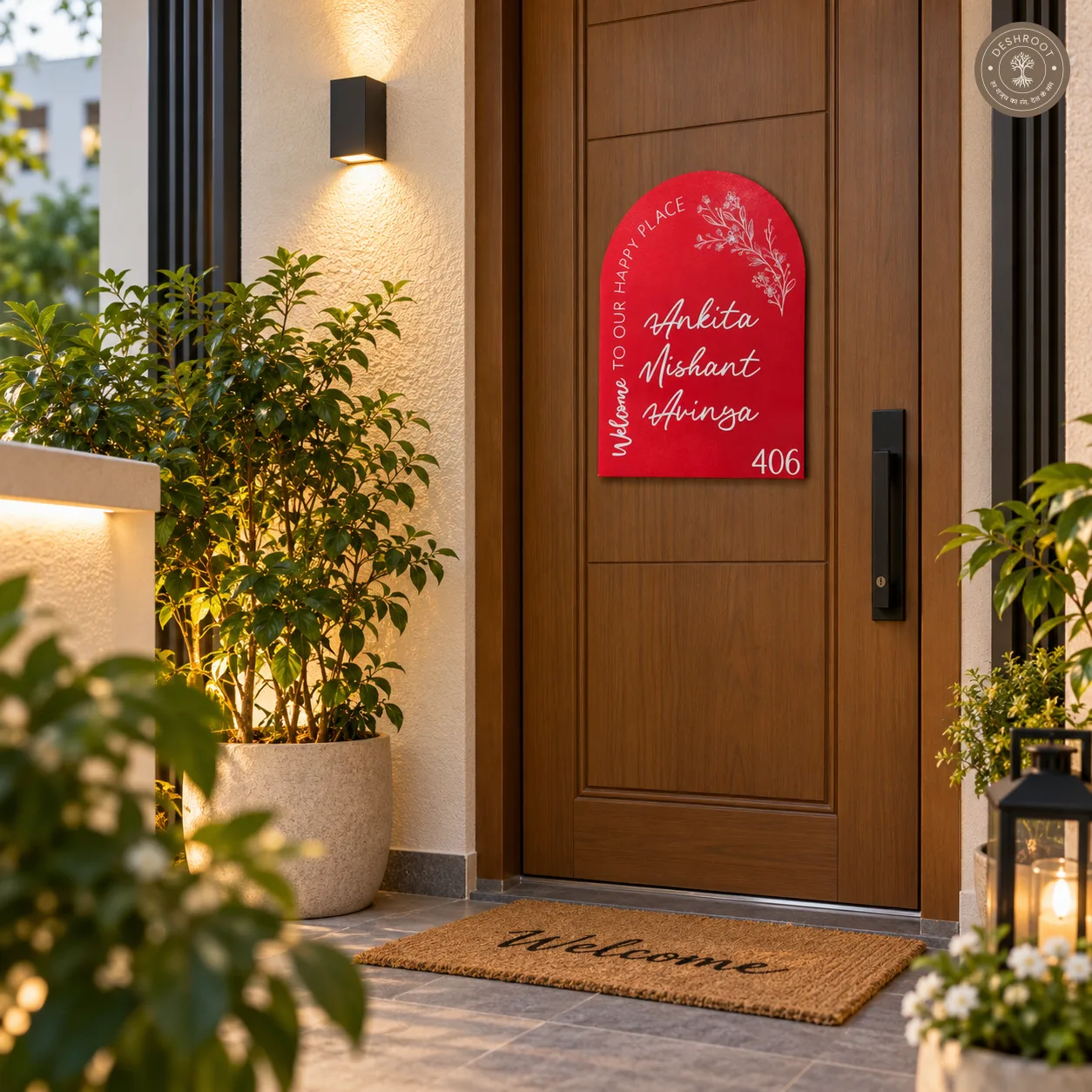 Welcome to Our Happy Place – Personalized Family Name Plate