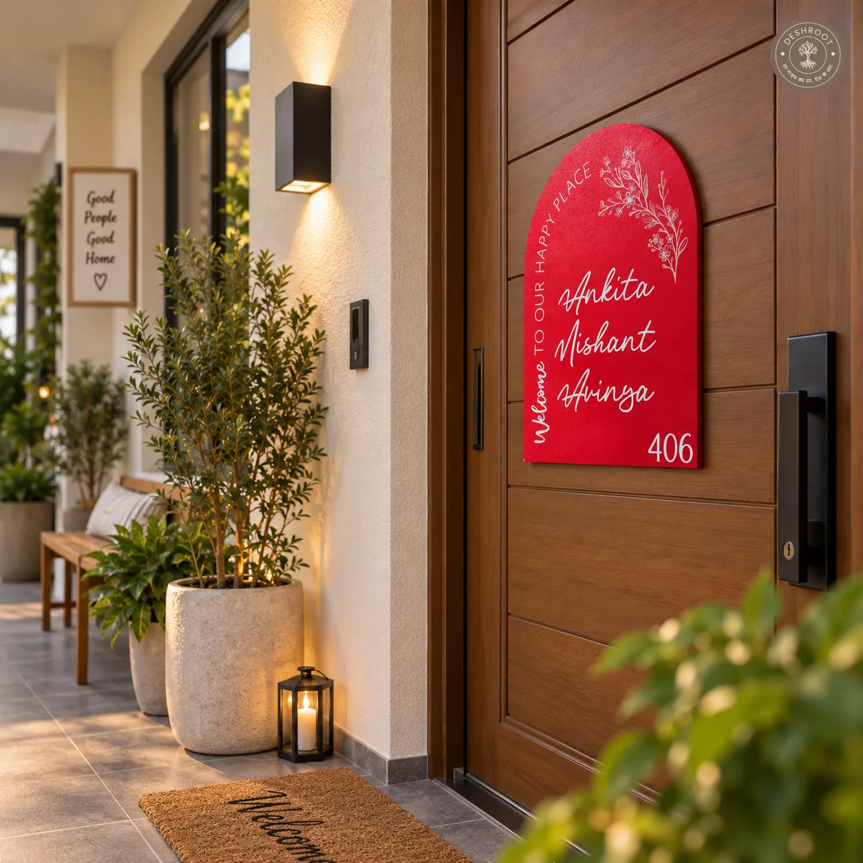 Welcome to Our Happy Place – Personalized Family Name Plate