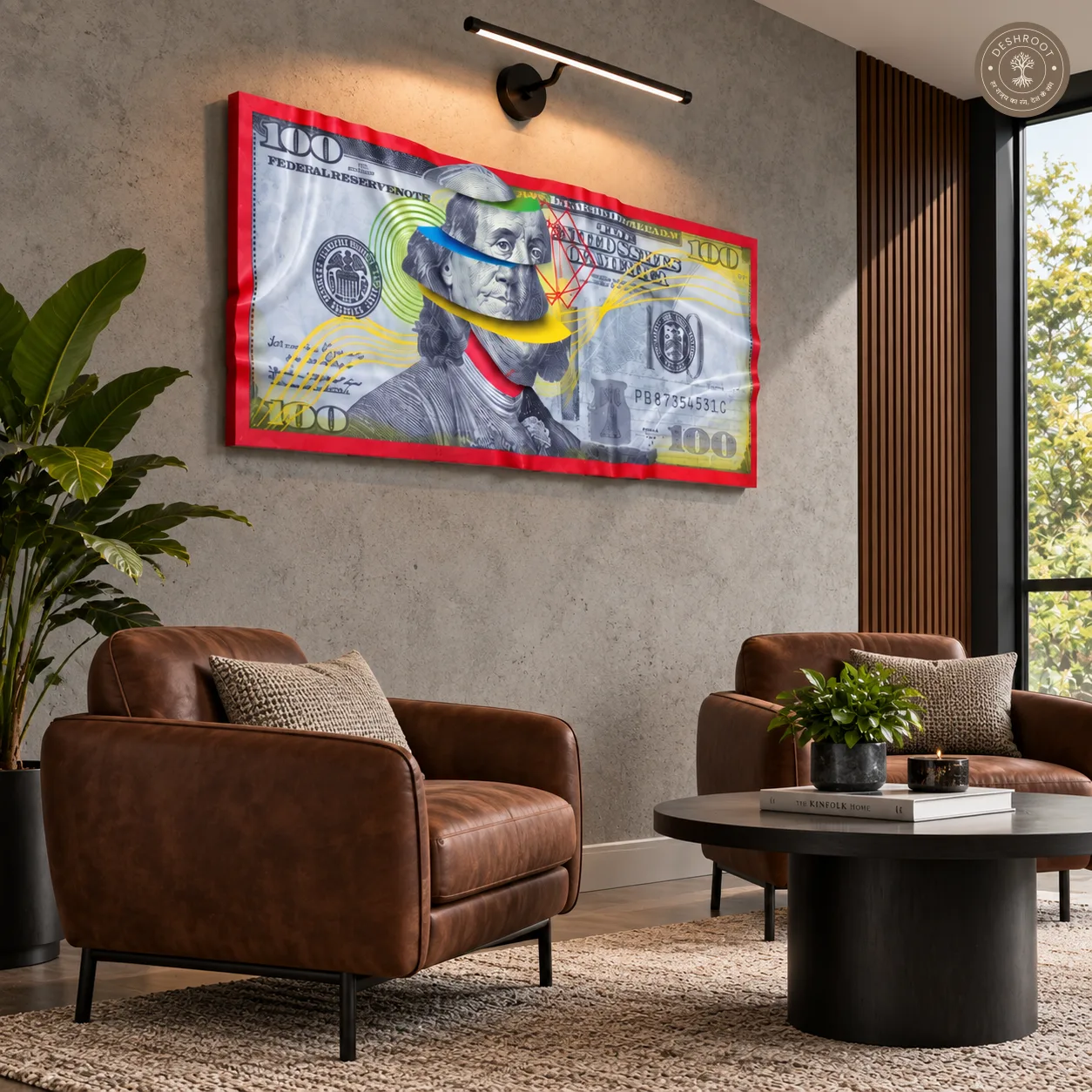The Cut $100 Bill Wall Art | Abstract Currency Pop Art for Modern Home & Office Décor
