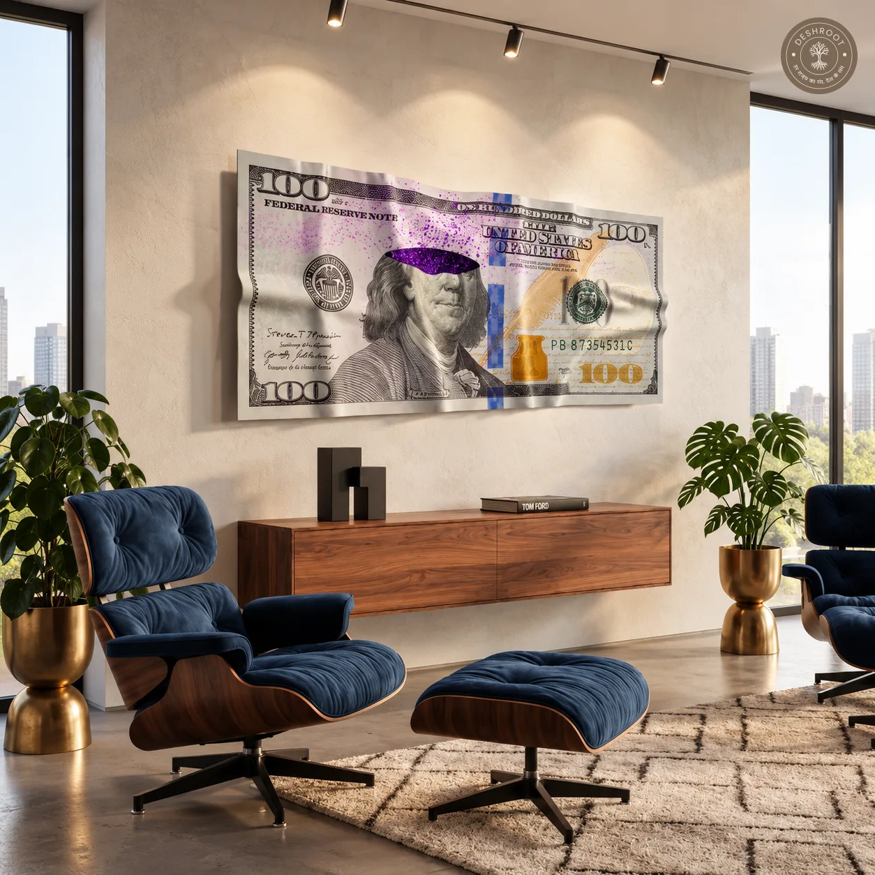 Mind Over Money $100 Bill Wall Art | Abstract Currency Pop Art for Modern Home & Office Décor