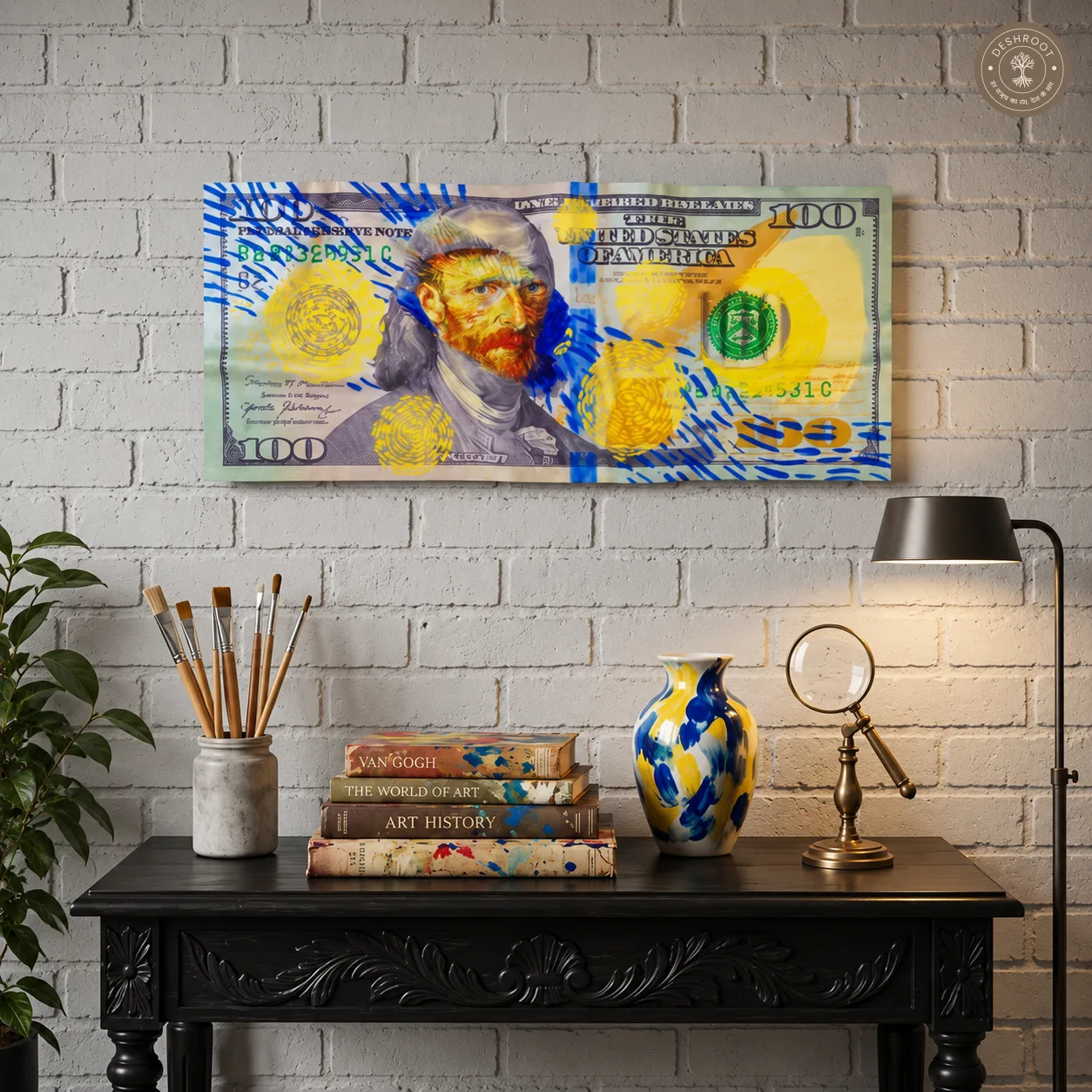 The Van Gogh Flex $100 Bill Wall Art | Artistic Currency Pop Art for Modern Décor