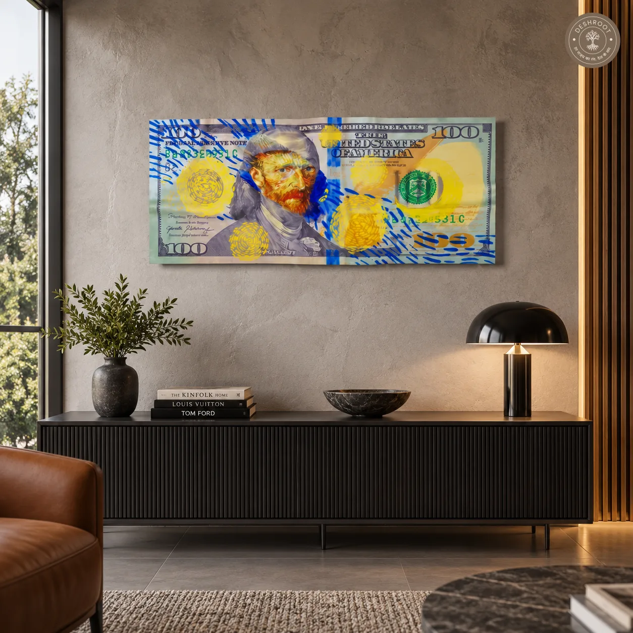 The Van Gogh Flex $100 Bill Wall Art | Artistic Currency Pop Art for Modern Décor