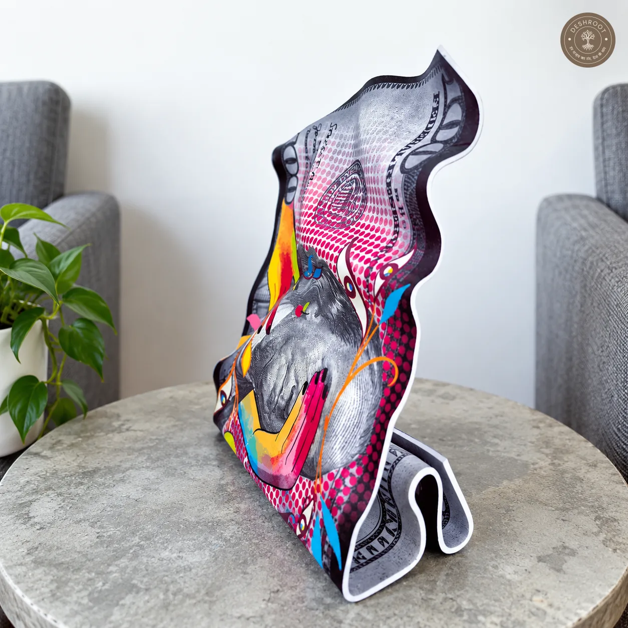 Blinded by the Bucks Tabletop Art | Modern Money-Inspired Statement Desk Décor