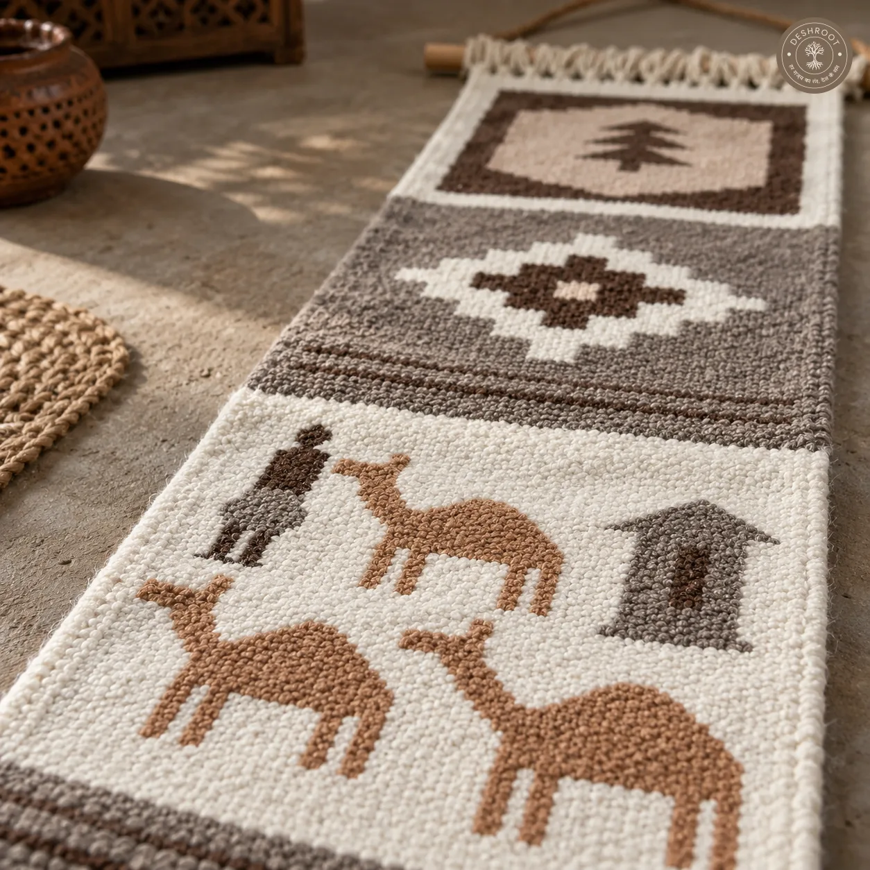 Handwoven Desert Caravan Wall Hanging Panel