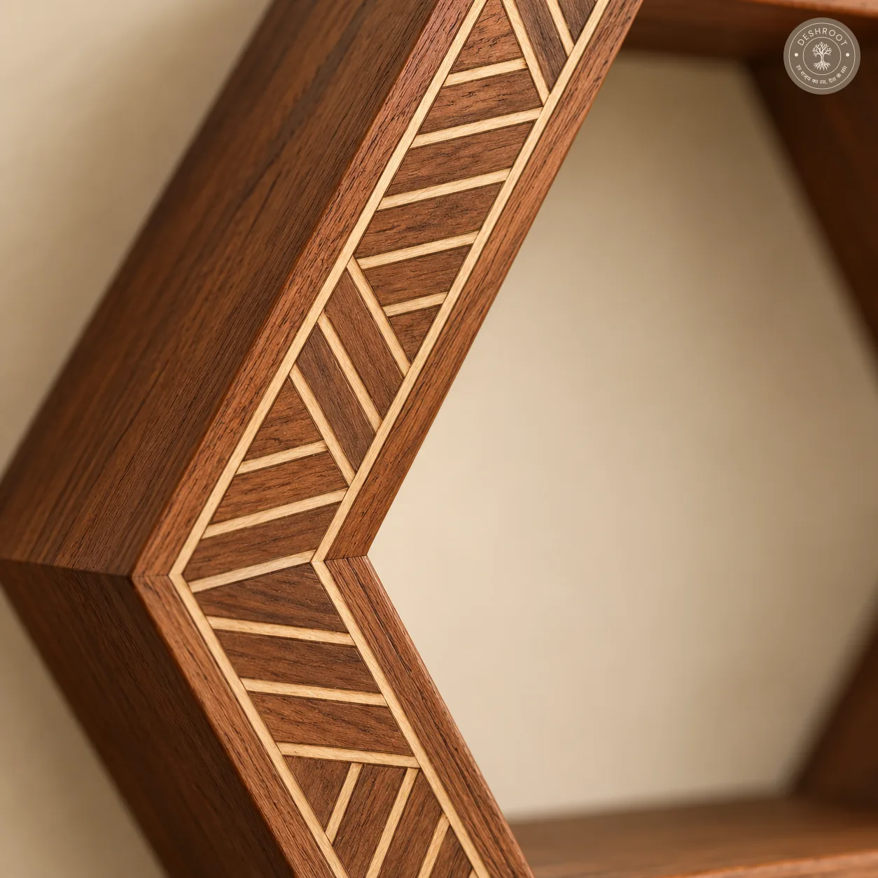 Hexa Haven Wooden Wall Shelf Set