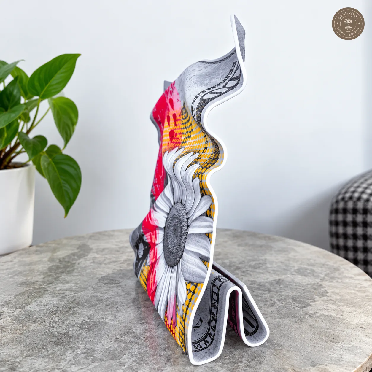 Bloom and Boom Tabletop Art - Artistic Money-Inspired Statement Décor for Desk & Home
