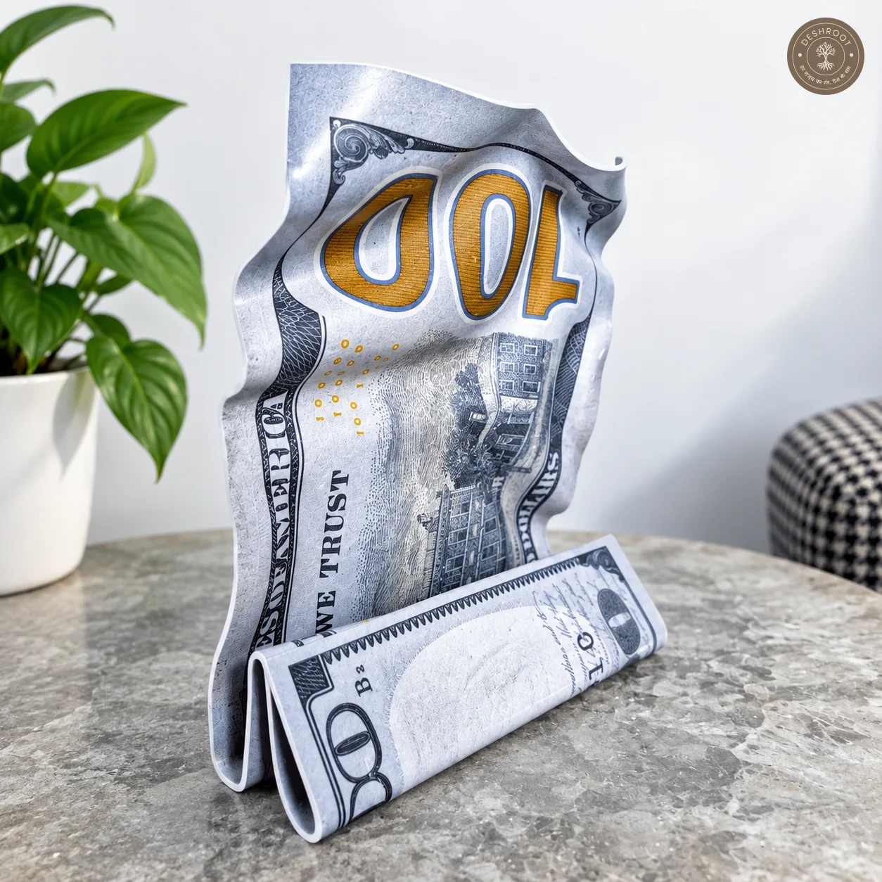 Bloom and Boom Tabletop Art - Artistic Money-Inspired Statement Décor for Desk & Home