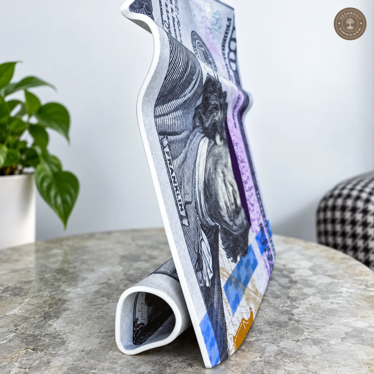 Mind Over Money Tabletop Art | Modern 3D Dollar-Inspired Desk Décor & Statement Showpiece