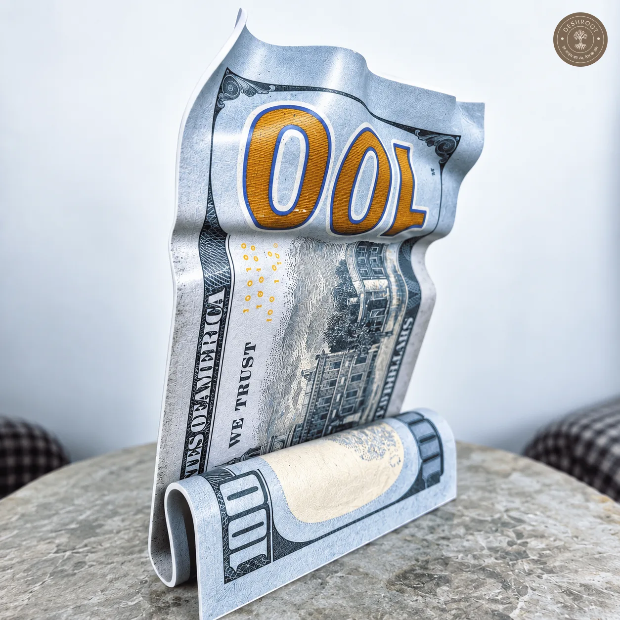 Mind Over Money Tabletop Art | Modern 3D Dollar-Inspired Desk Décor & Statement Showpiece