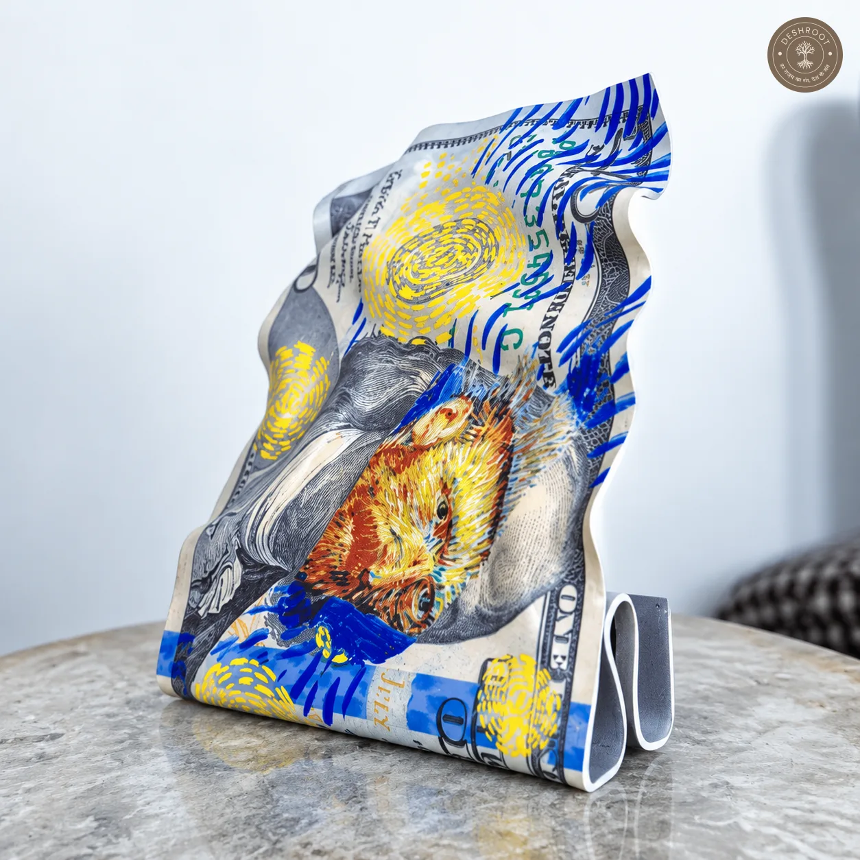 Starry Bills Tabletop Art - Artistic Currency-Inspired 3D Desk Décor & Statement Showpiece