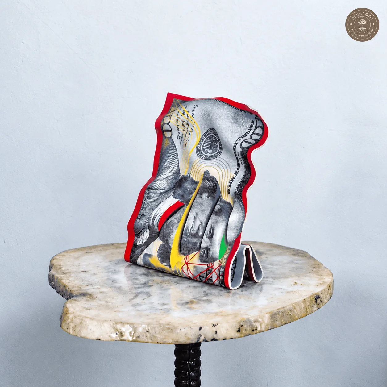 The Split Hundred Tabletop Art | Contemporary Money-Inspired Desk Décor 50×20 cm