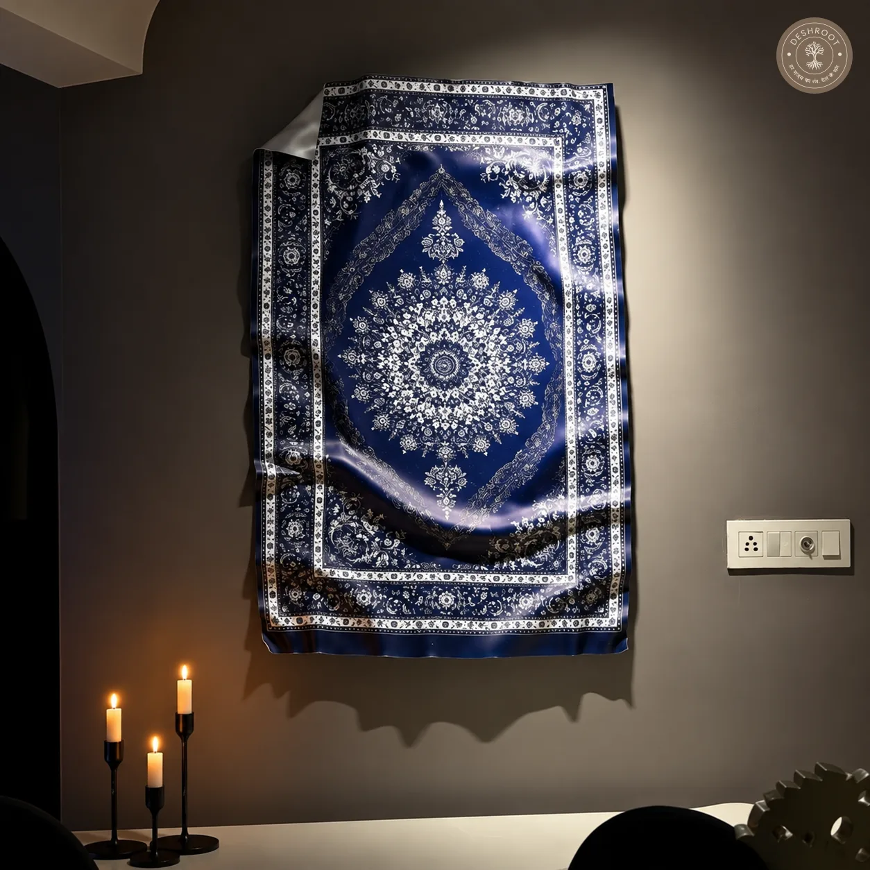The Ghost - Luxury Navy Persian Carpet Wall Art | Premium Statement Décor