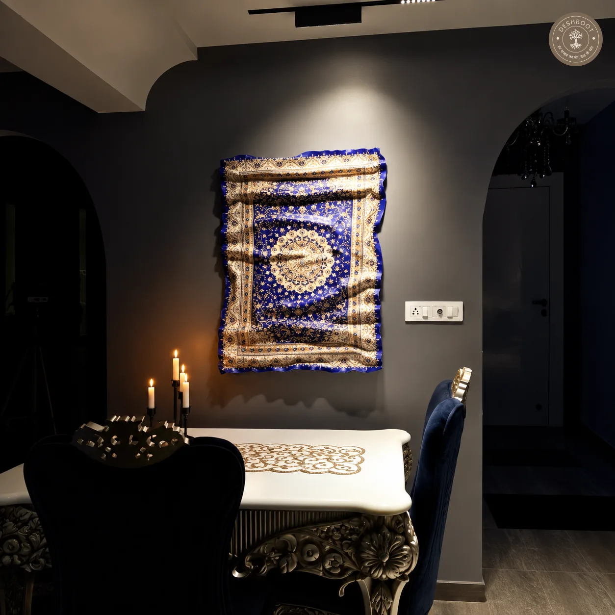 The Durbar Drop - Royal Persian Carpet Wall Art | Luxury Mughal-Inspired Wall Décor