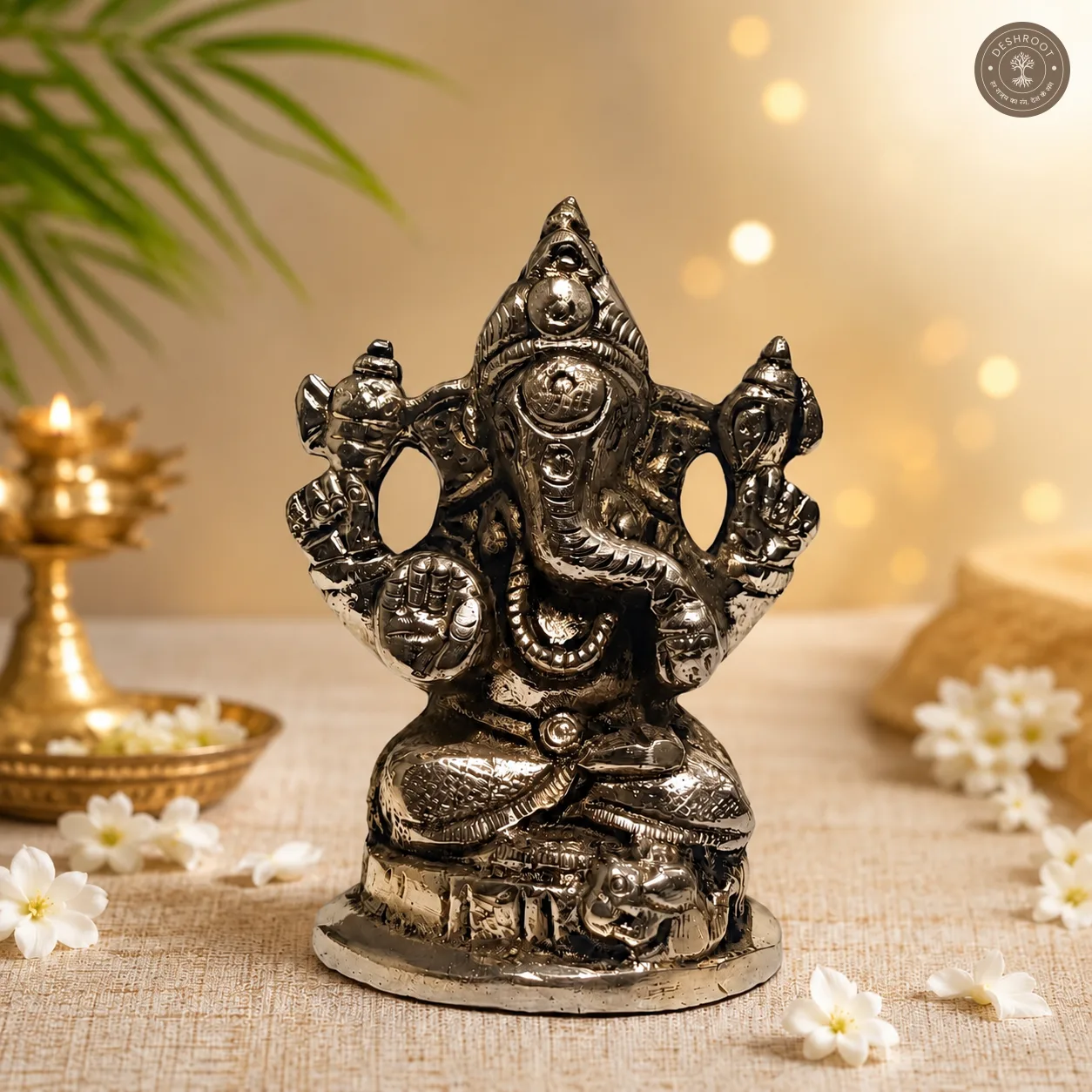 Antique Finish Lord Ganesha Brass Idol