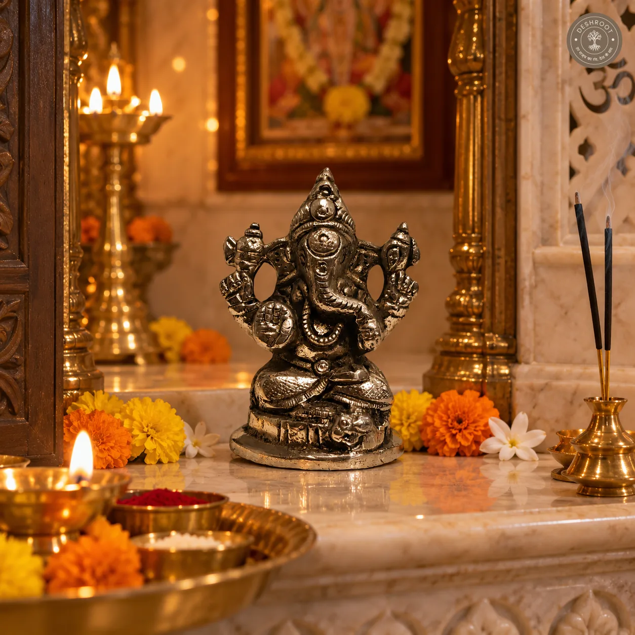 Antique Finish Lord Ganesha Brass Idol
