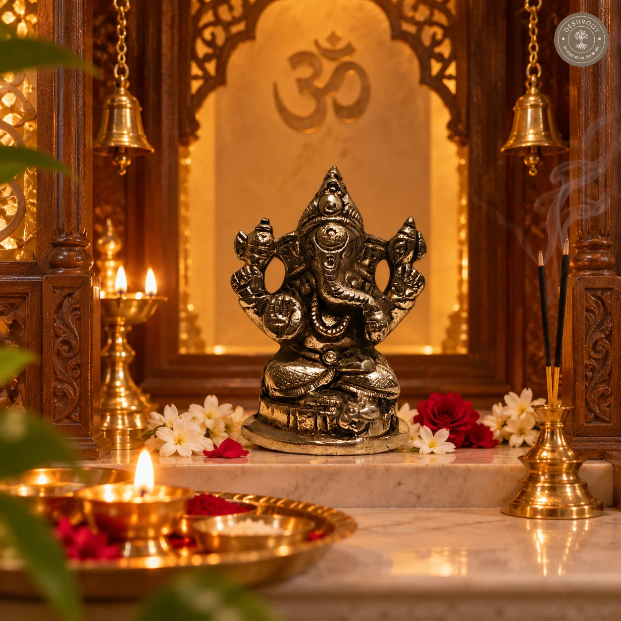 Antique Finish Lord Ganesha Brass Idol