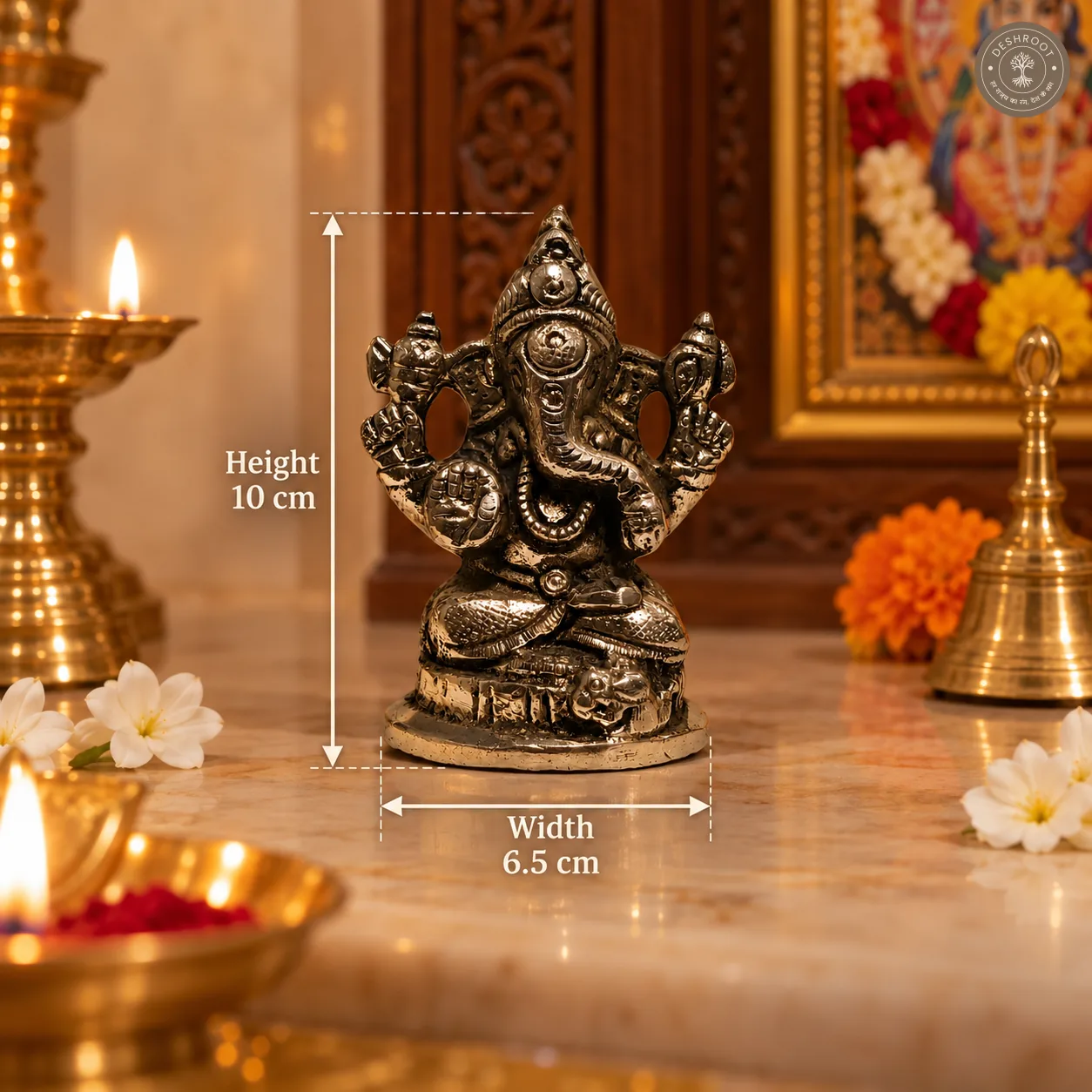 Antique Finish Lord Ganesha Brass Idol