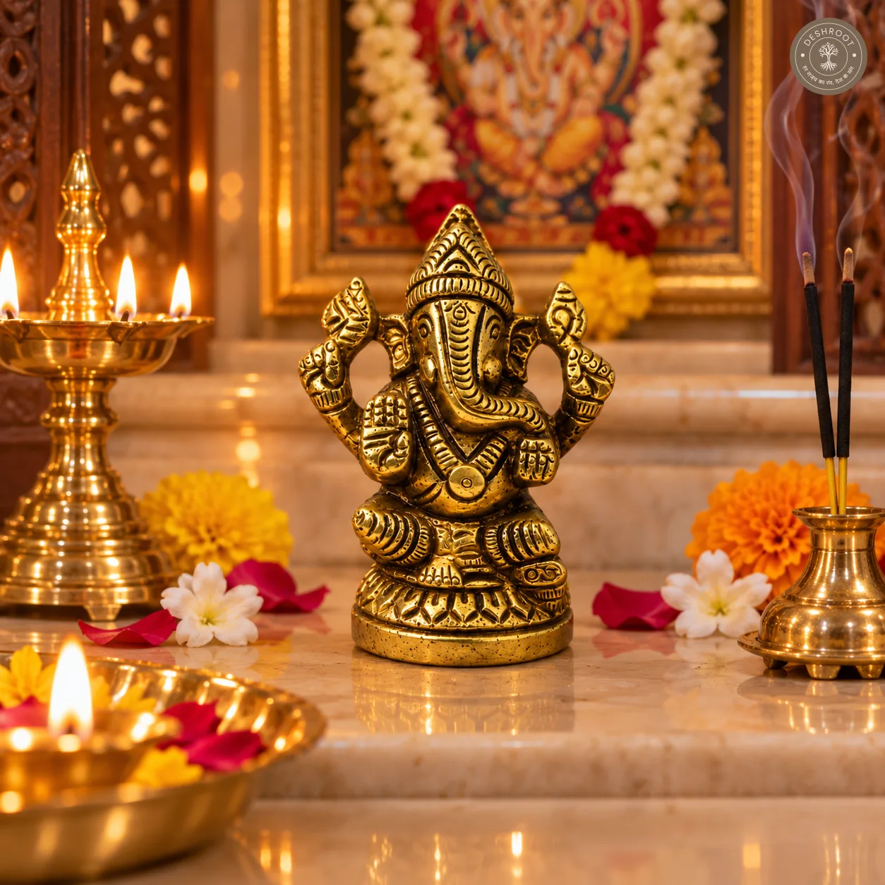Handcrafted Mini Brass Lord Ganesha Idol