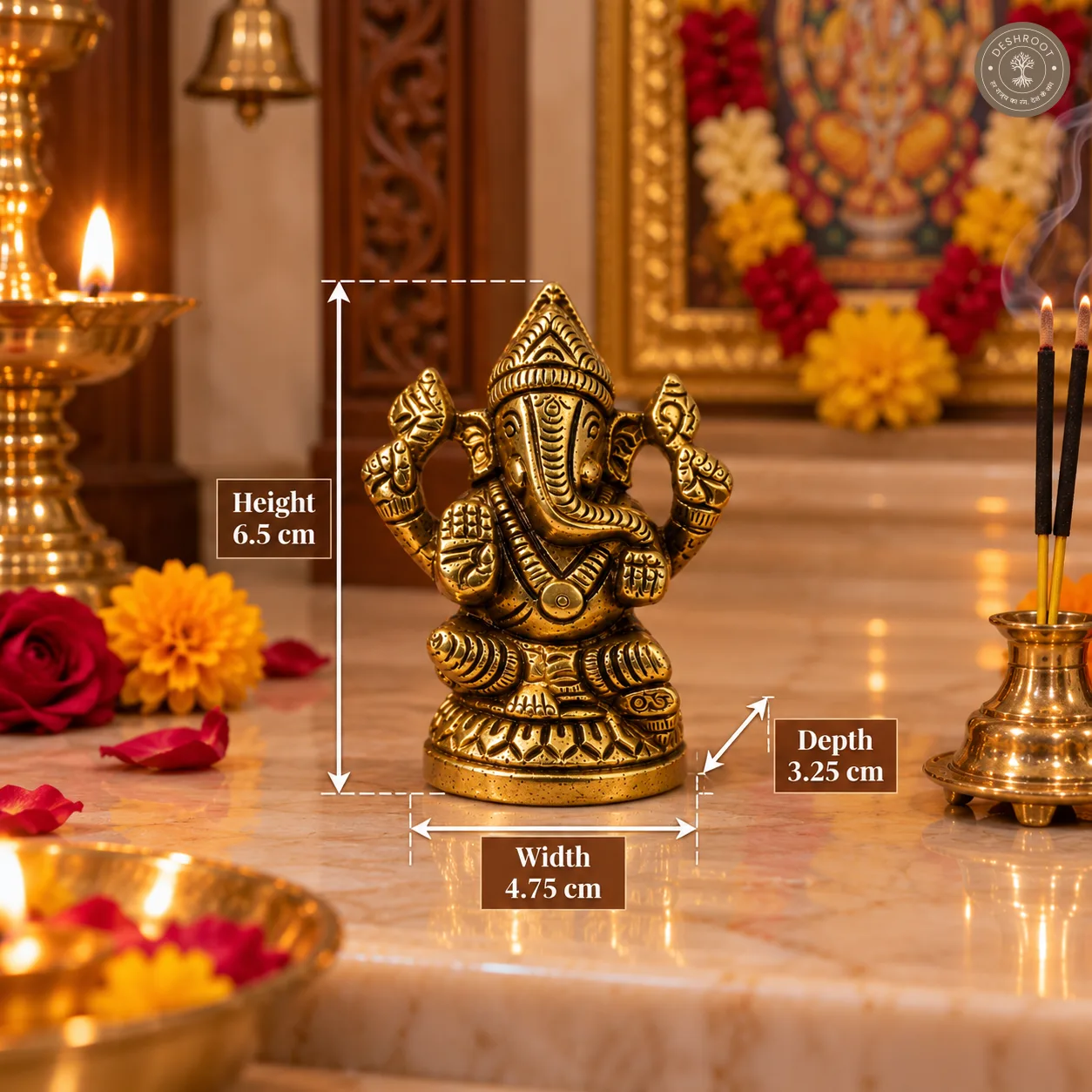 Handcrafted Mini Brass Lord Ganesha Idol