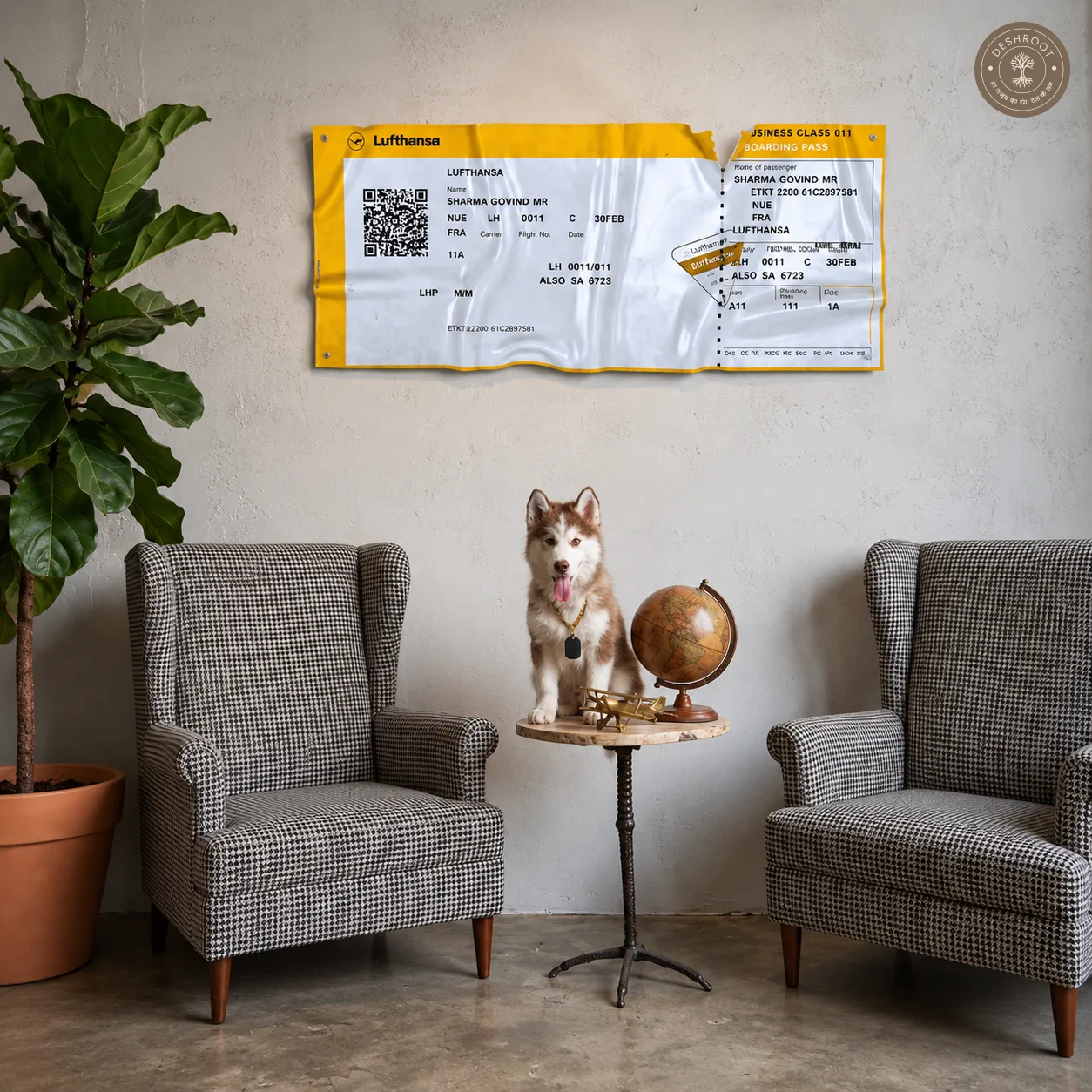 The Lufthansa - Luxury Boarding Pass Wall Art | Premium Travel Décor for Modern Interiors