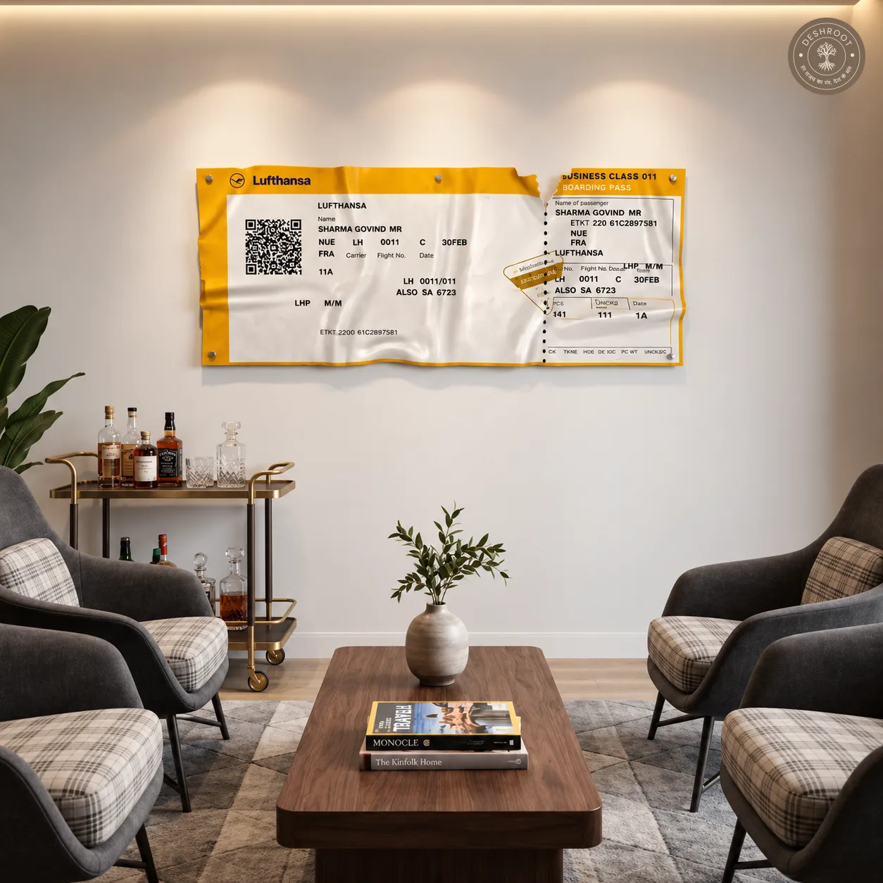 The Lufthansa - Luxury Boarding Pass Wall Art | Premium Travel Décor for Modern Interiors