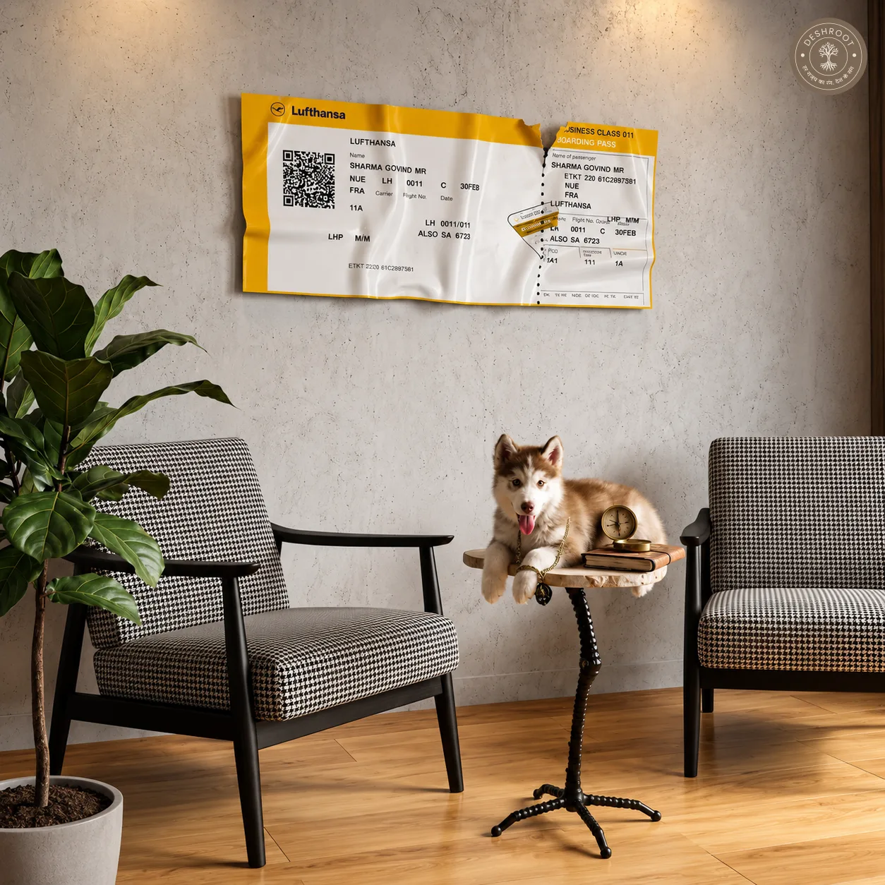 The Lufthansa - Luxury Boarding Pass Wall Art | Premium Travel Décor for Modern Interiors