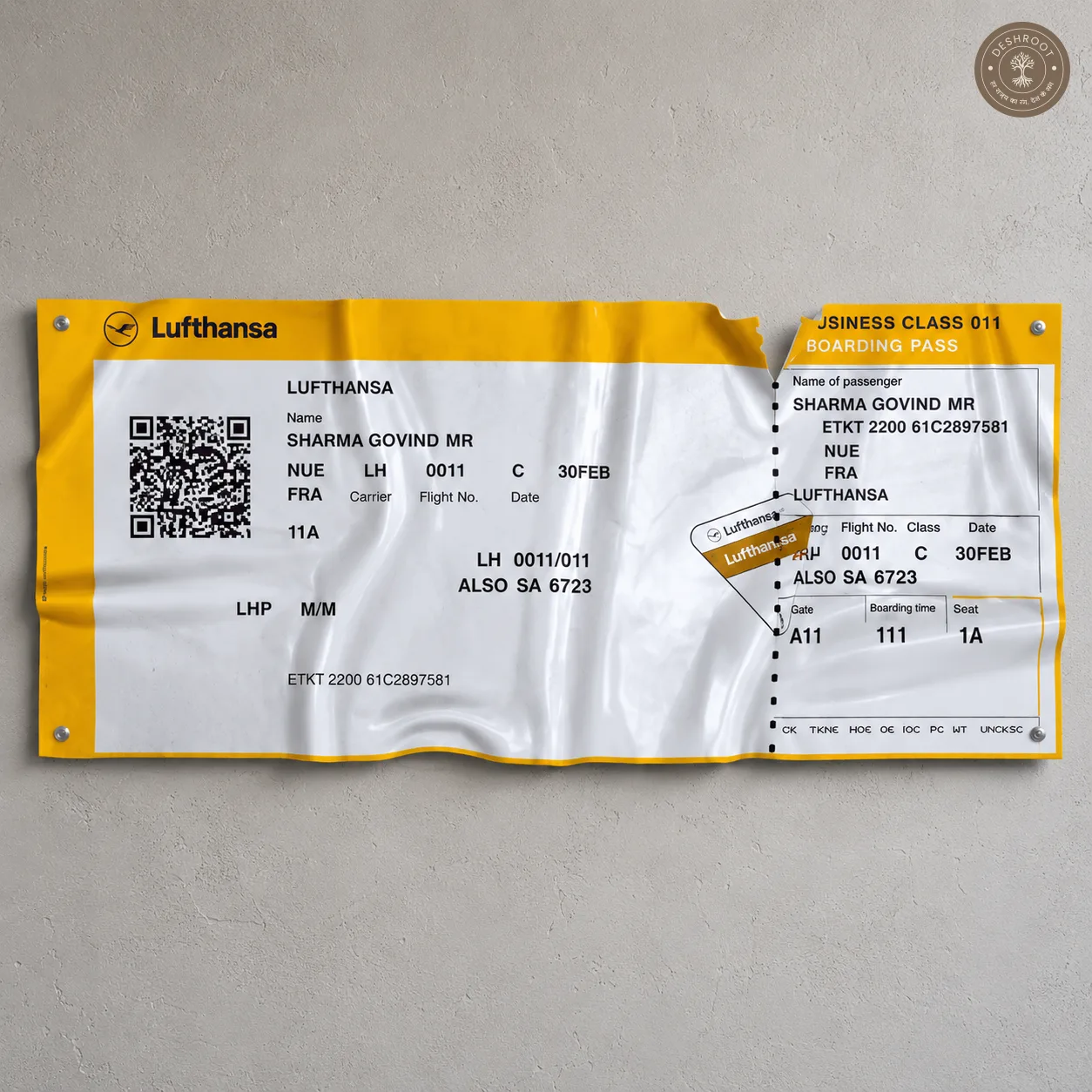 The Lufthansa - Luxury Boarding Pass Wall Art | Premium Travel Décor for Modern Interiors