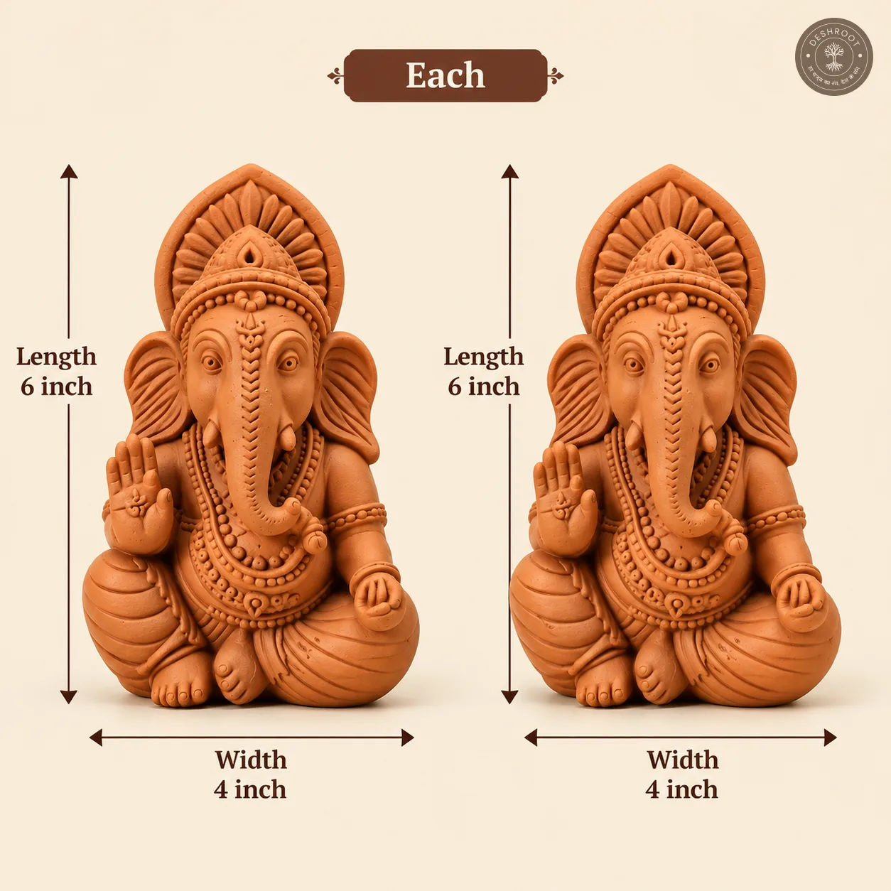 Rajasthani Terracotta Ganesha Idol Pair – Handcrafted Ganesh Decor