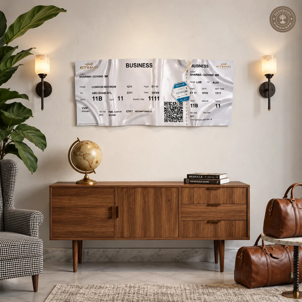 The Etihad Boarding Pass Wall Art | Luxury Abu Dhabi Travel Décor & Statement Art