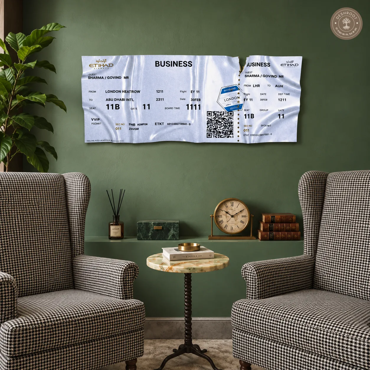 The Etihad Boarding Pass Wall Art | Luxury Abu Dhabi Travel Décor & Statement Art