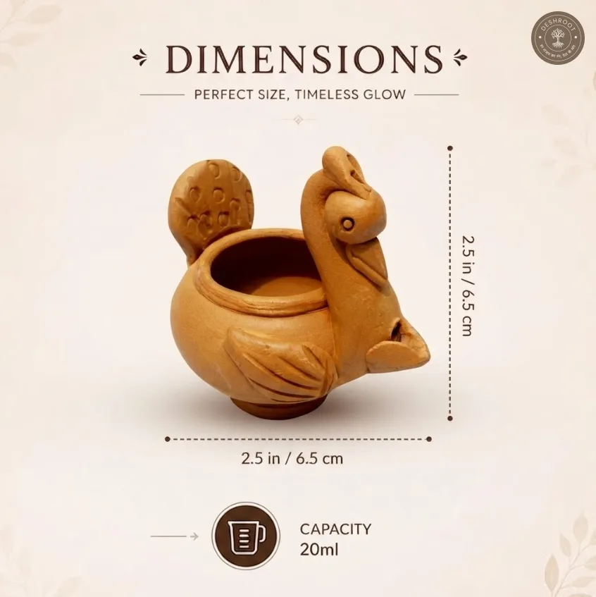 Terracotta Peacock Diya Set of 4 – Handcrafted Traditional Clay Décor