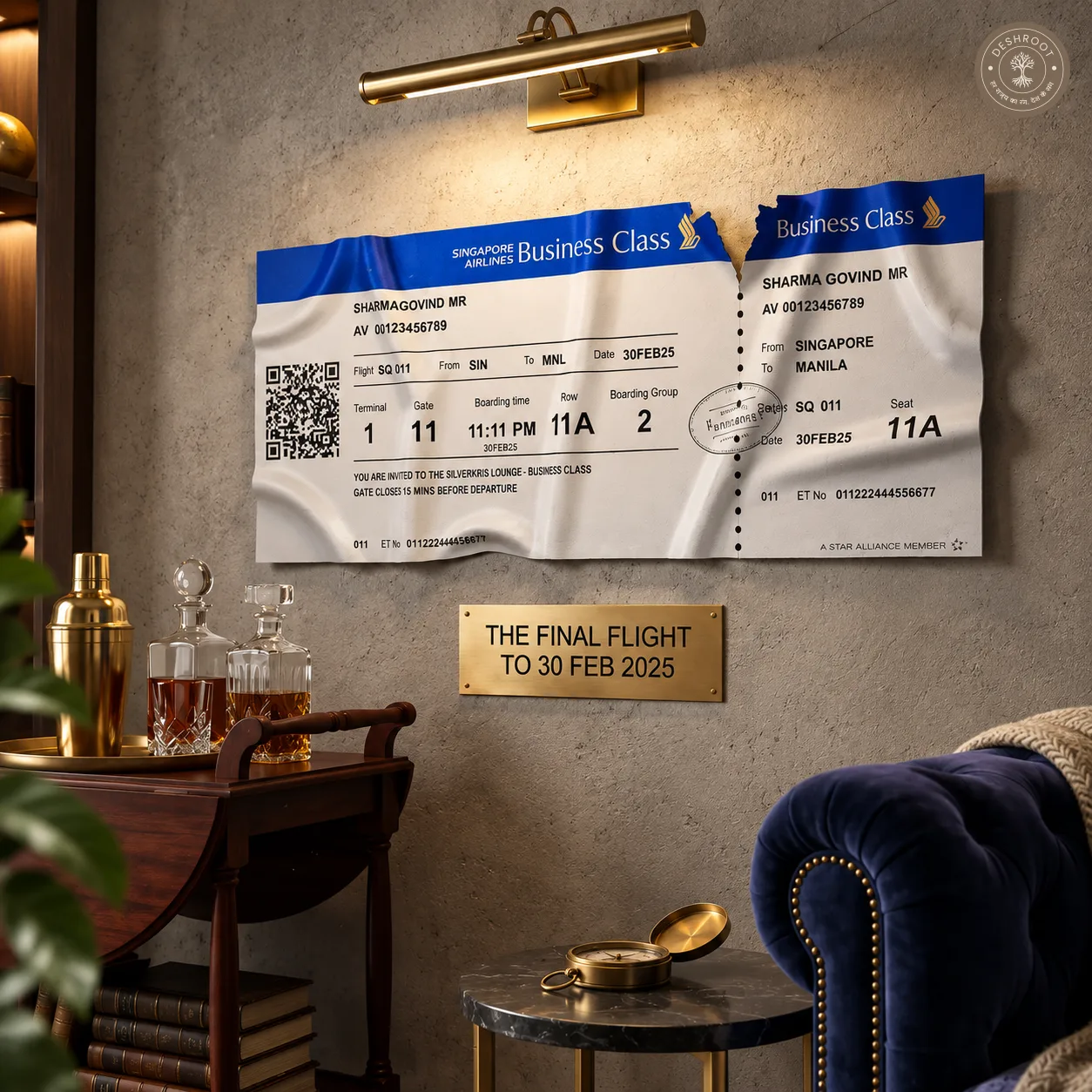 The Singapore - Luxury Singapore Airlines Boarding Pass Wall Art | Premium Travel Décor