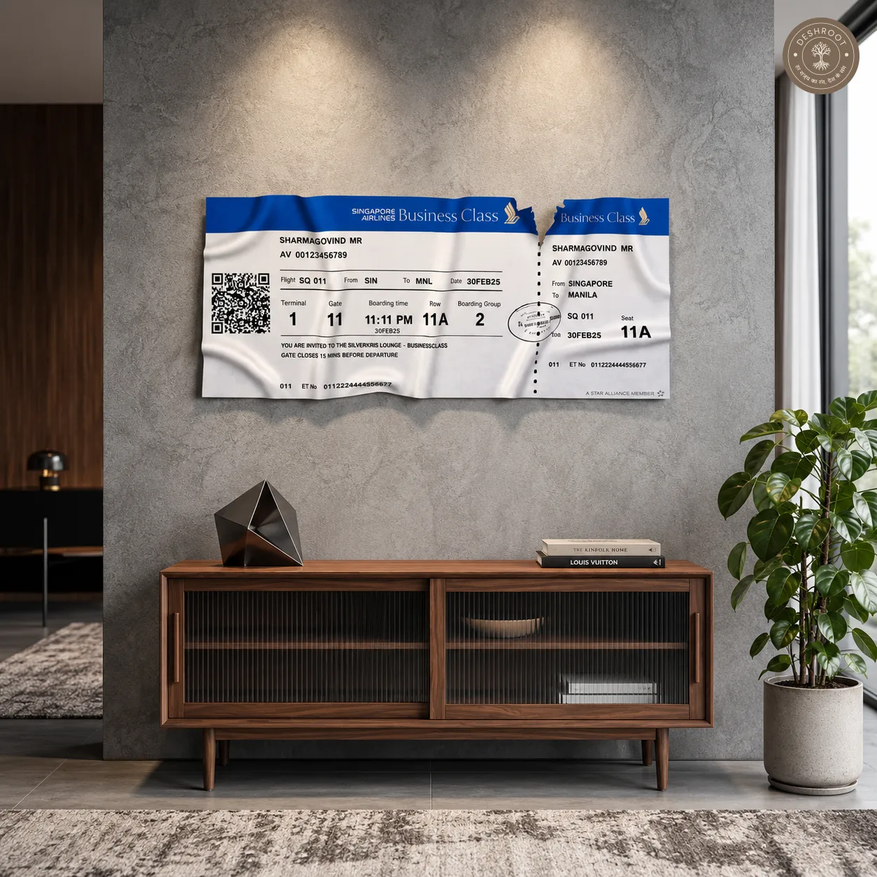 The Singapore - Luxury Singapore Airlines Boarding Pass Wall Art | Premium Travel Décor