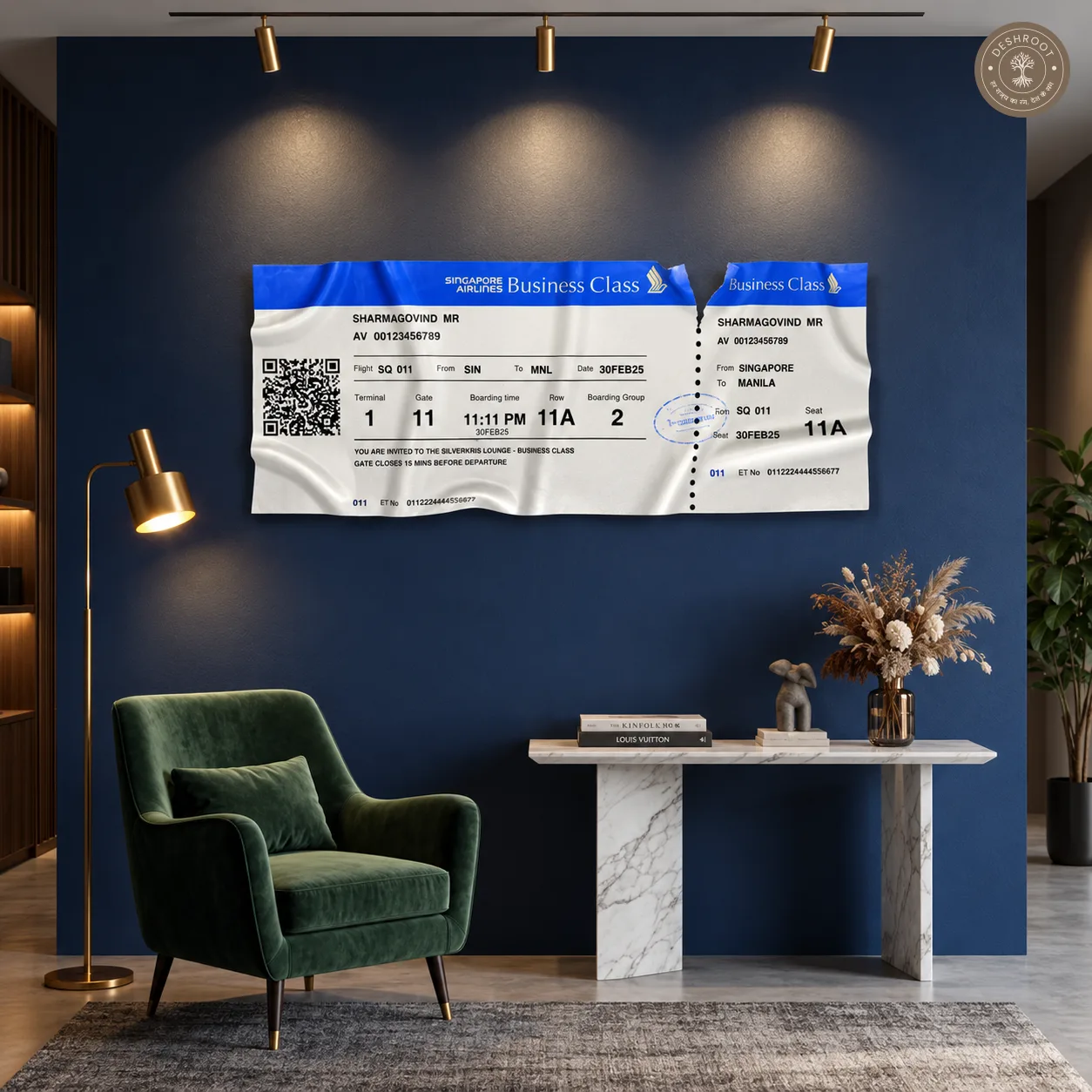 The Singapore - Luxury Singapore Airlines Boarding Pass Wall Art | Premium Travel Décor