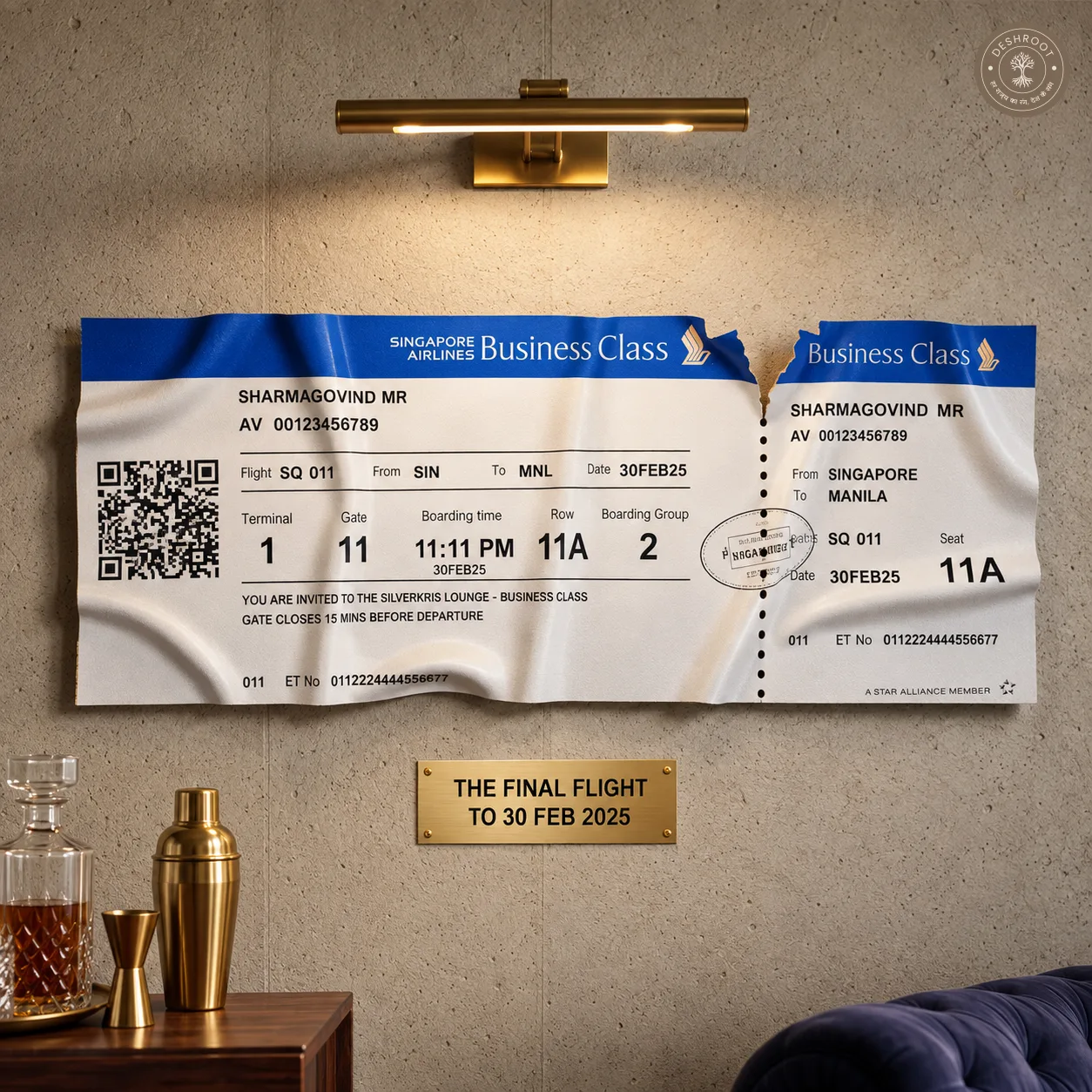 The Singapore - Luxury Singapore Airlines Boarding Pass Wall Art | Premium Travel Décor