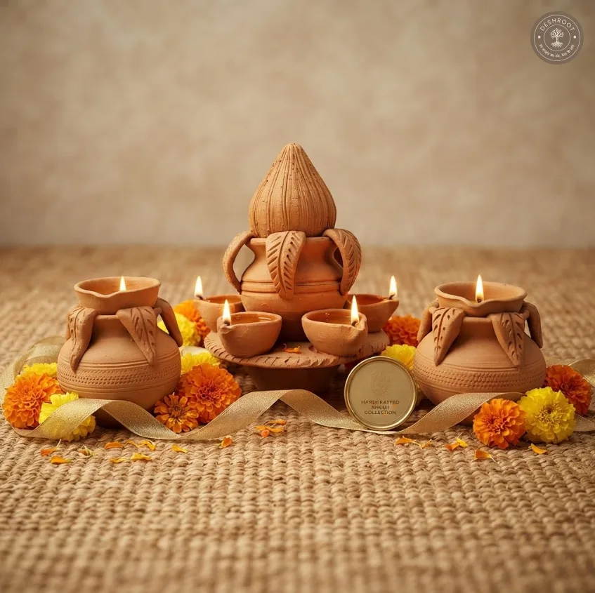 Terracotta Kalash Set – Handcrafted Traditional Clay Décor