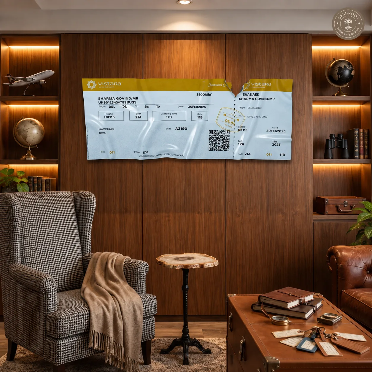 The Vistara Boarding Pass Wall Art | Luxury Indian Airline Travel Décor & Statement Art