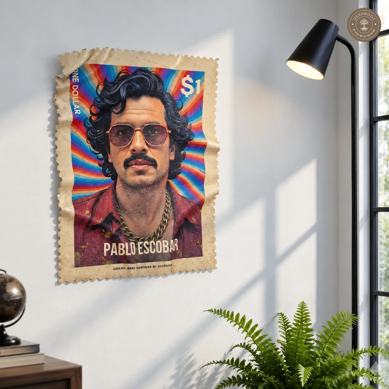 El Patron Pablo Escobar Stamp Wall Art | Vintage Collectible Statement Décor